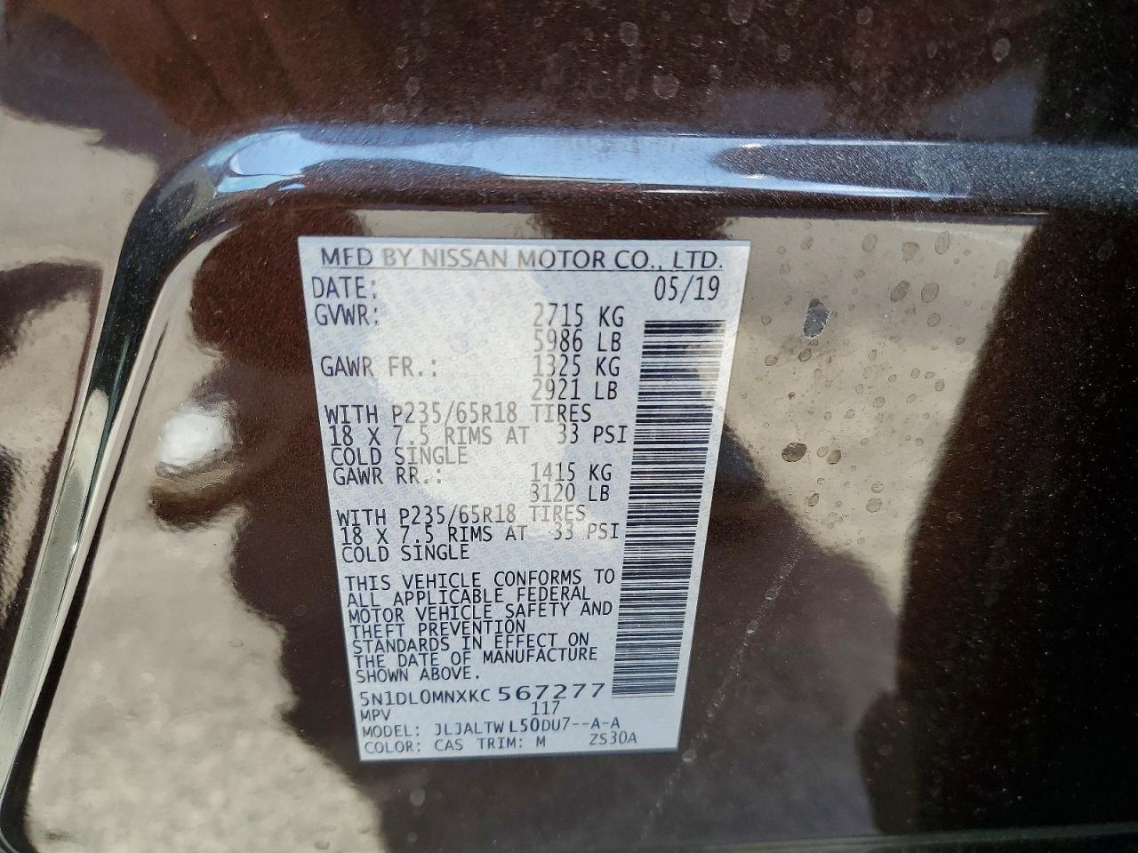 2019 Infiniti Qx60 Luxe Burgundy vin: 5N1DL0MNXKC567277
