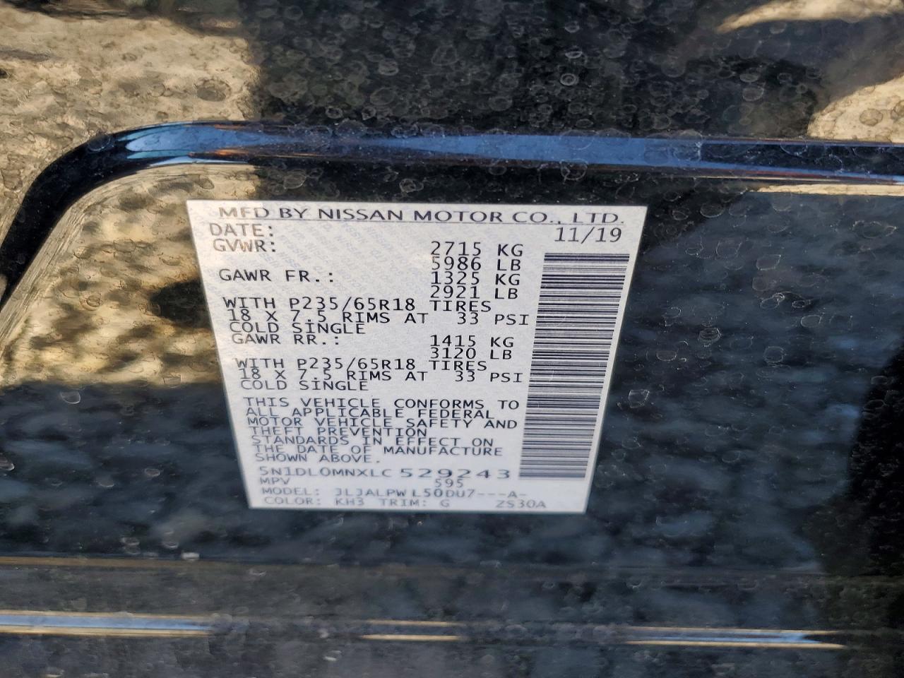 2020 Infiniti Qx60 Pure Черный vin: 5N1DL0MNXLC529243