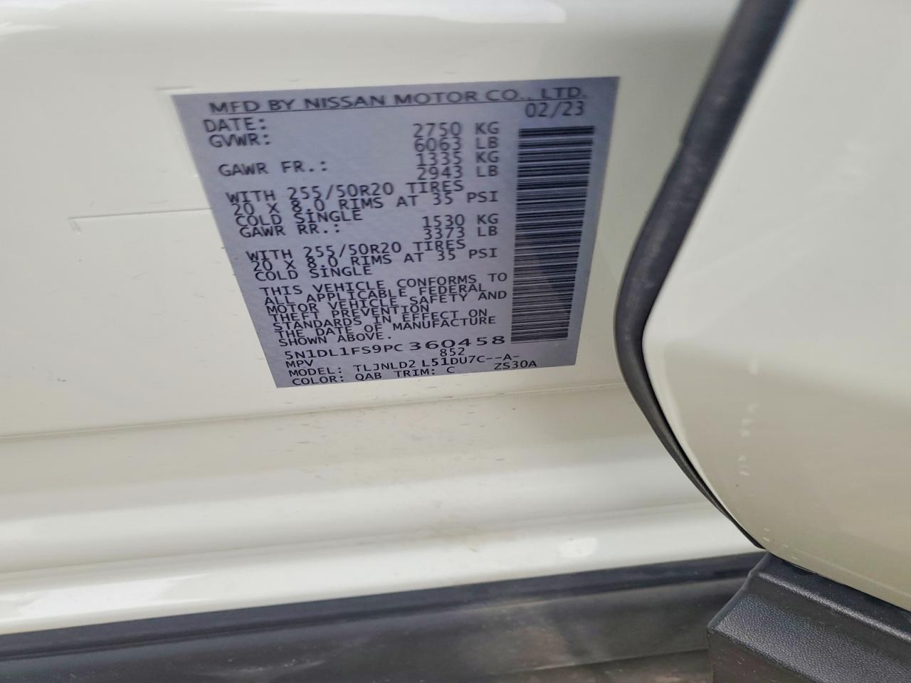 2023 Infiniti Qx60 Luxe White vin: 5N1DL1FS9PC360458