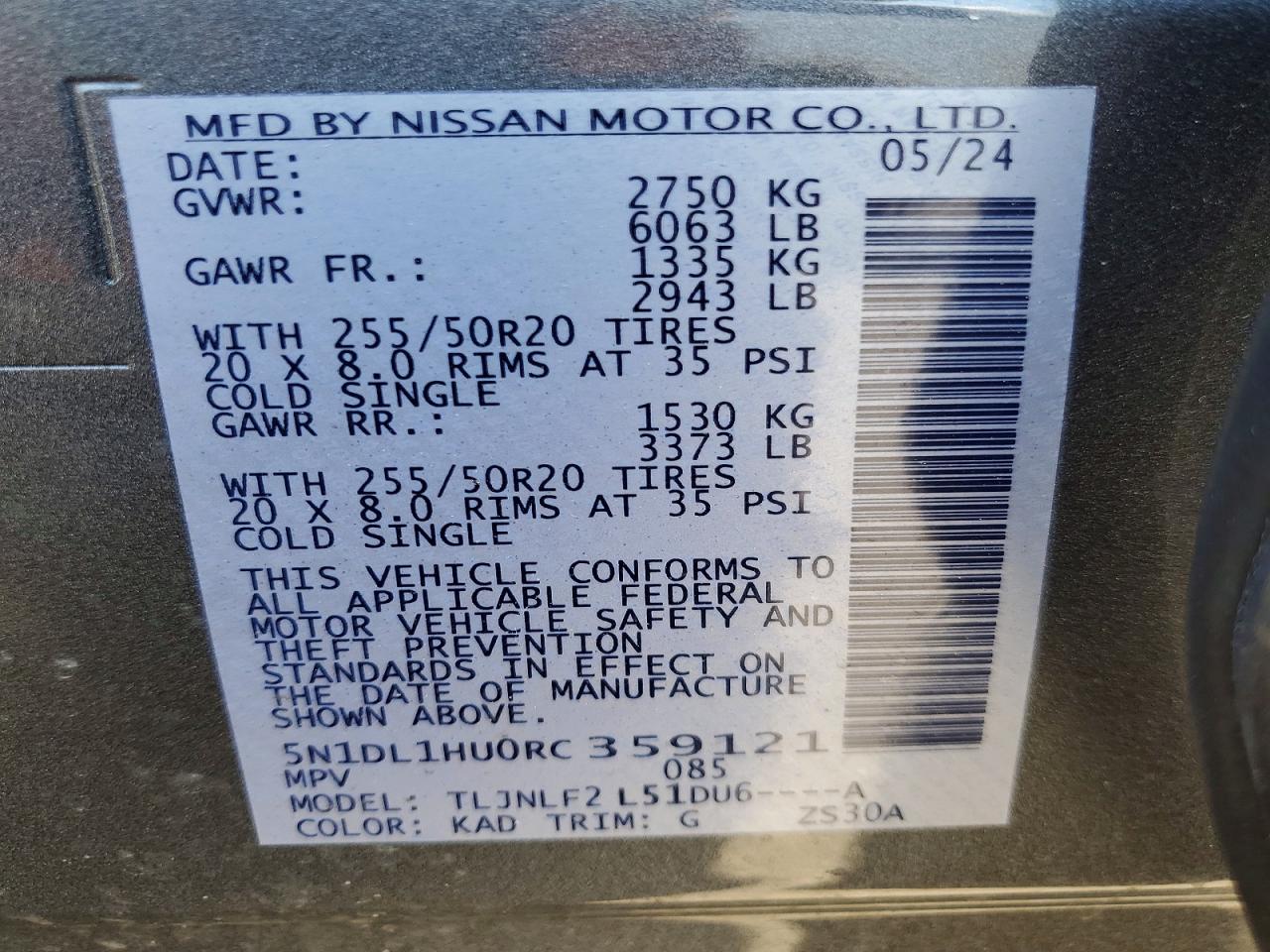 2024 Infiniti Qx60 Autograph Gray vin: 5N1DL1HU0RC359121