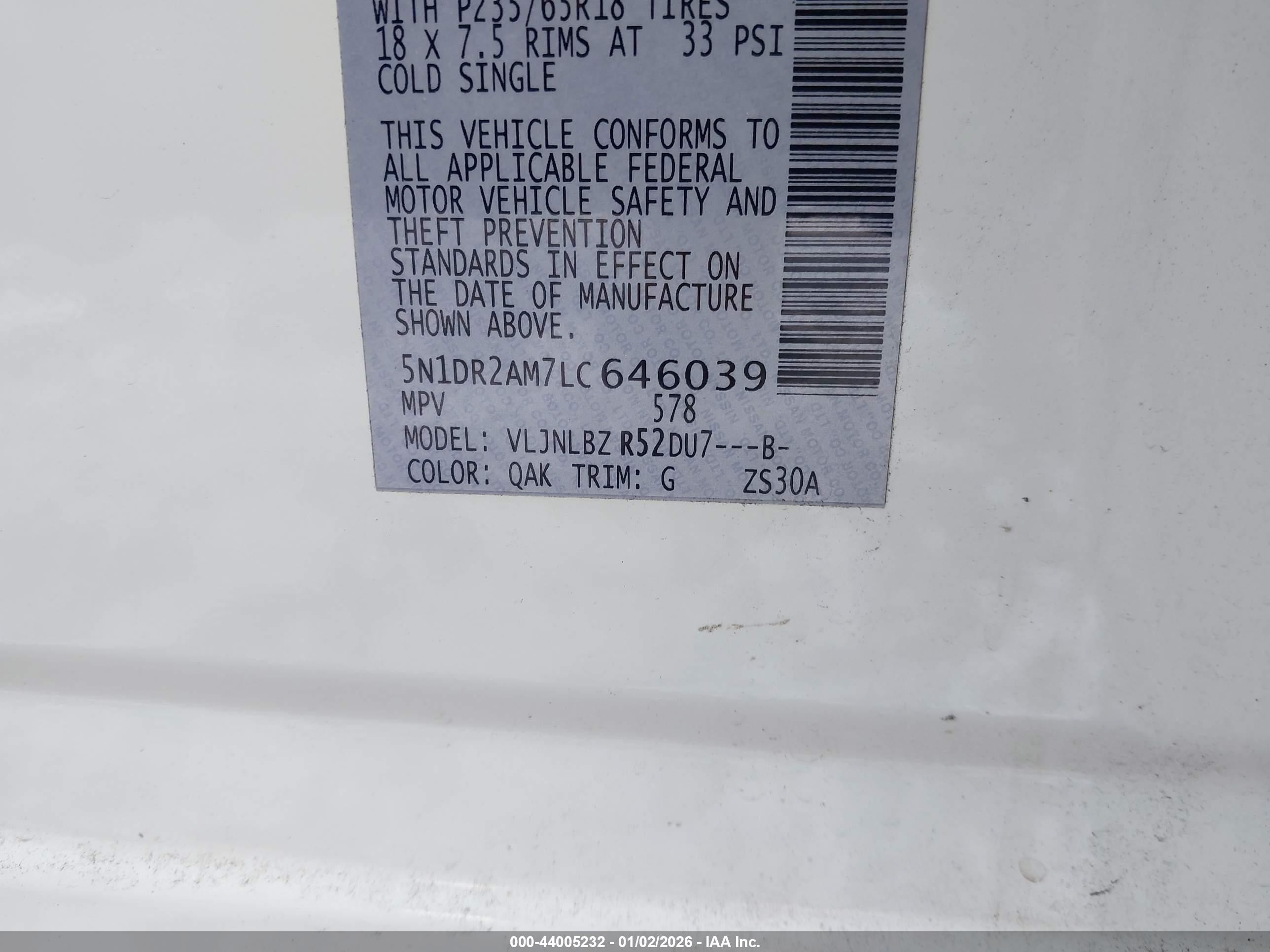 2020 Nissan Pathfinder S 4wd Белый vin: 5N1DR2AM7LC646039