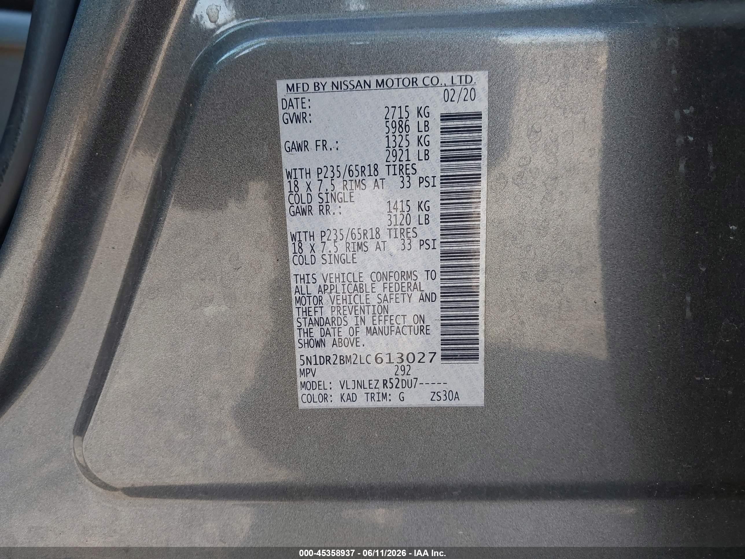 2020 Nissan Pathfinder Sv 4wd Gray vin: 5N1DR2BM2LC613027