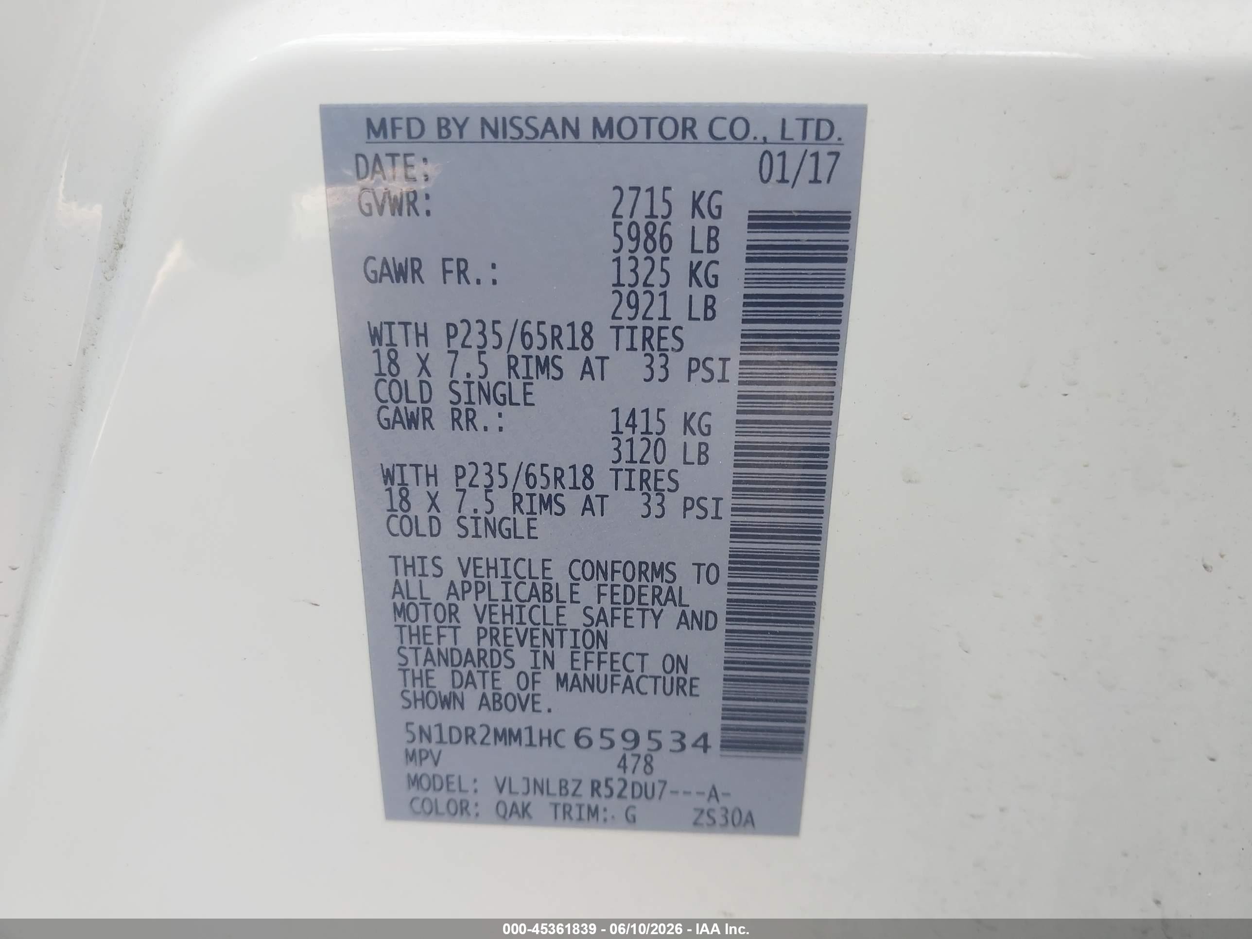 2017 Nissan Pathfinder S White vin: 5N1DR2MM1HC659534