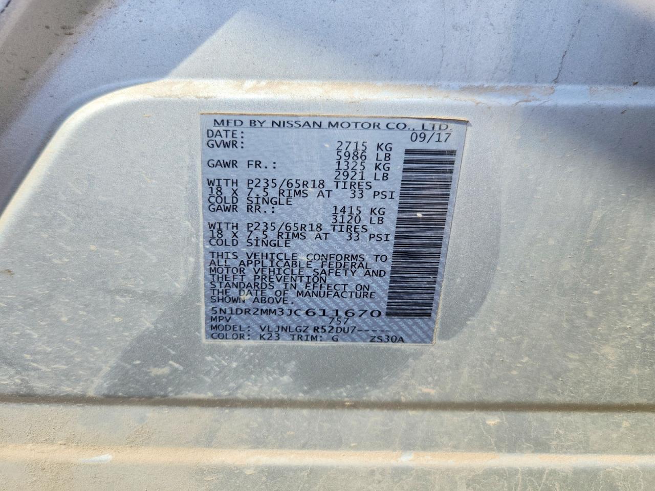 2018 Nissan Pathfinder Sl Серебряный vin: 5N1DR2MM3JC611670