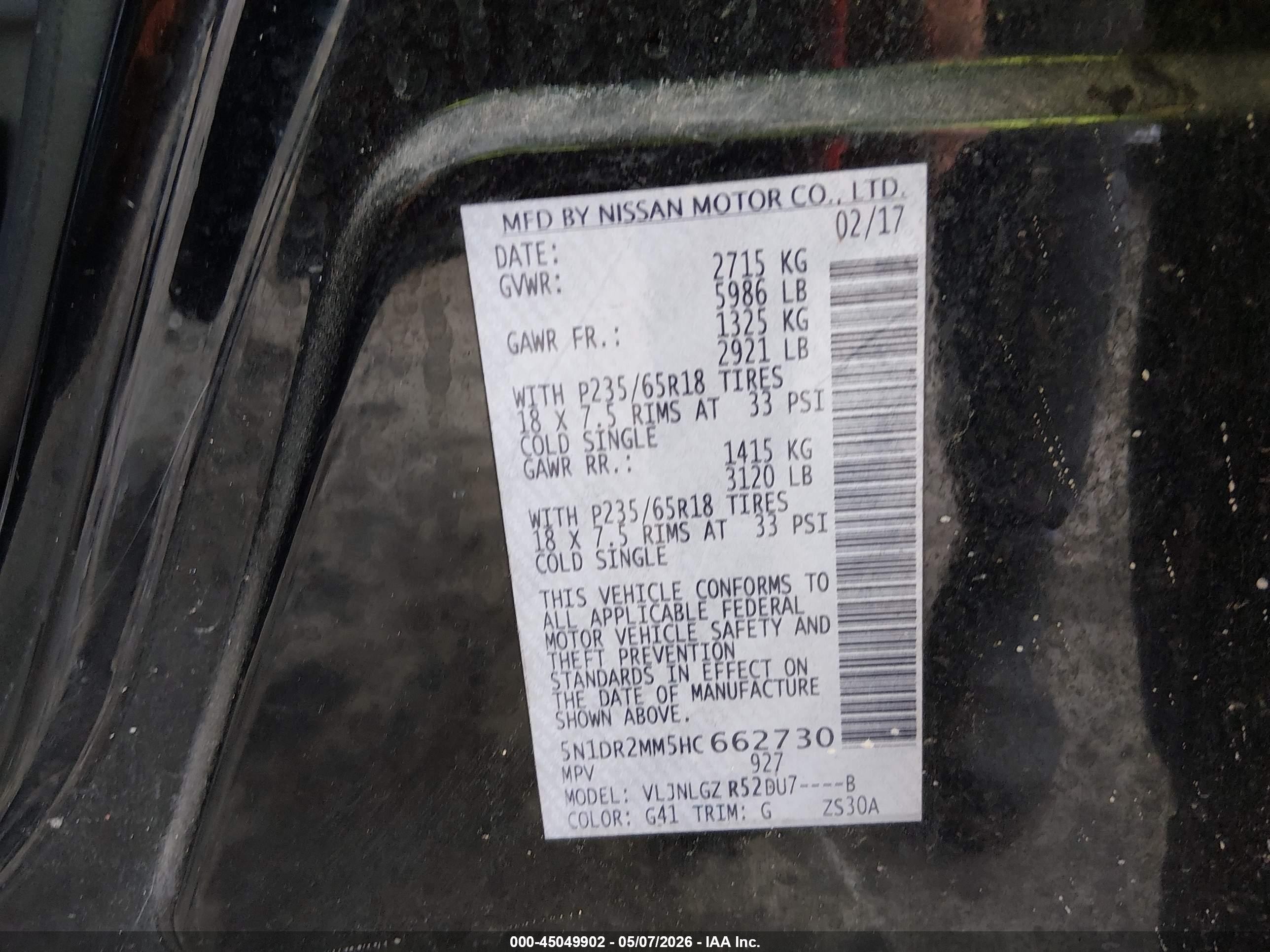 2017 Nissan Pathfinder Sl Black vin: 5N1DR2MM5HC662730