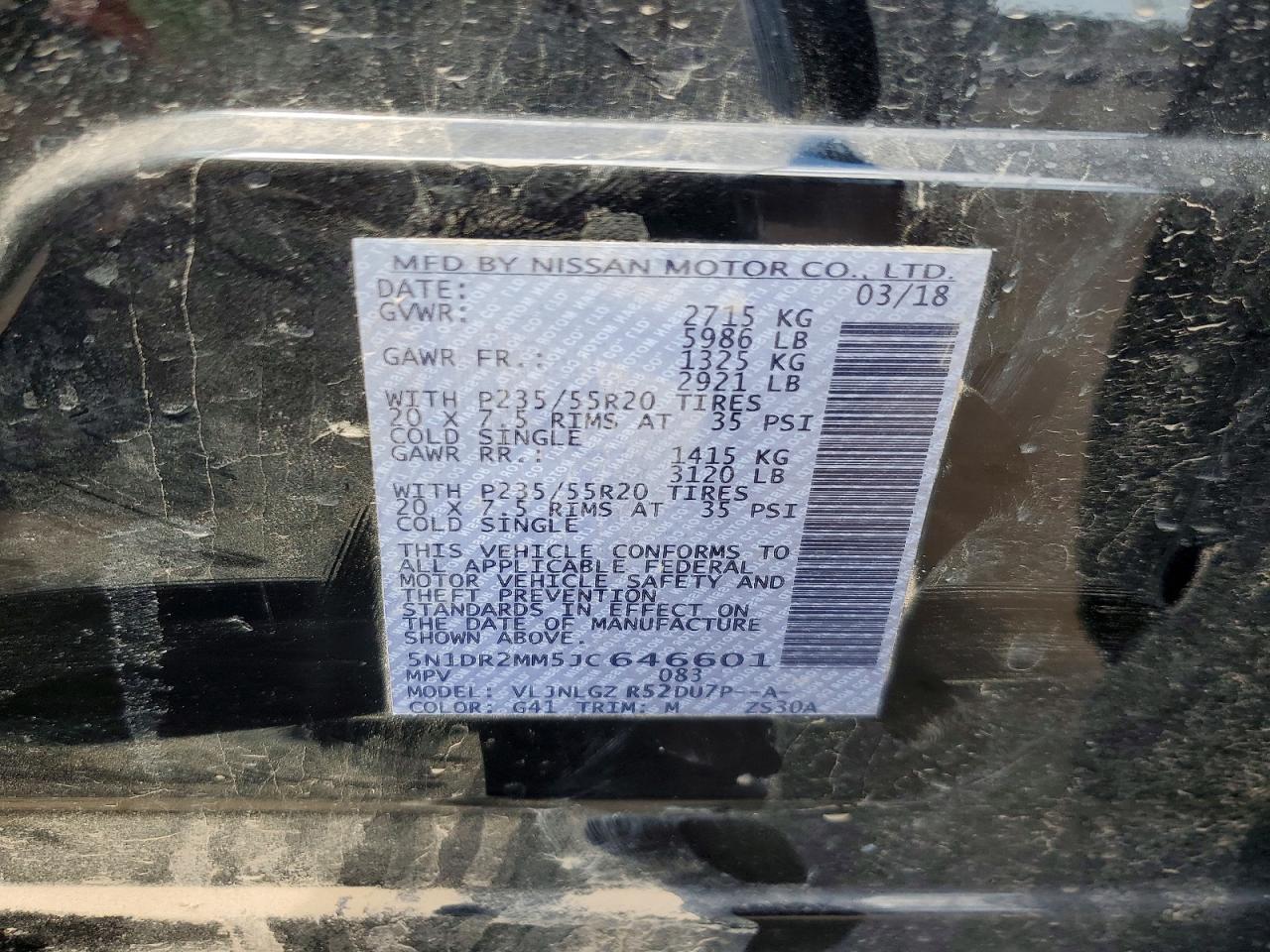 2018 Nissan Pathfinder Sl Black vin: 5N1DR2MM5JC646601