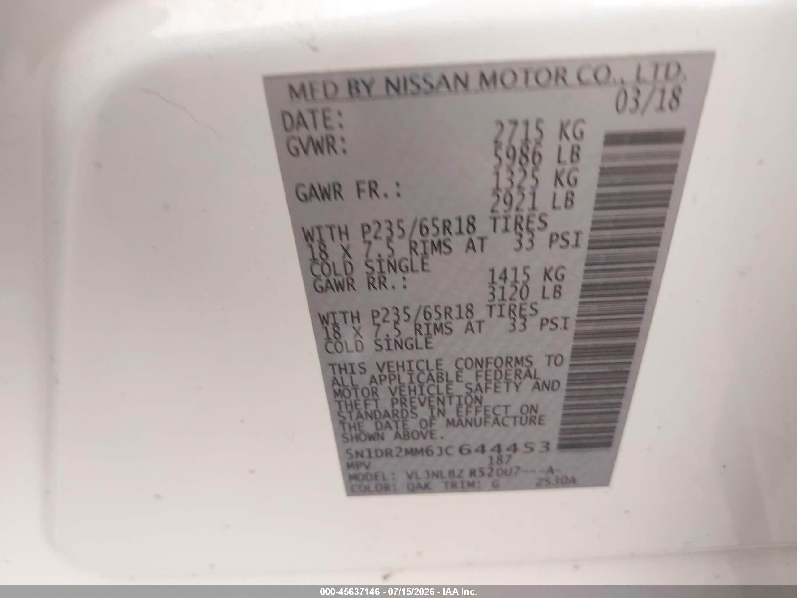 2018 Nissan Pathfinder S White vin: 5N1DR2MM6JC644453