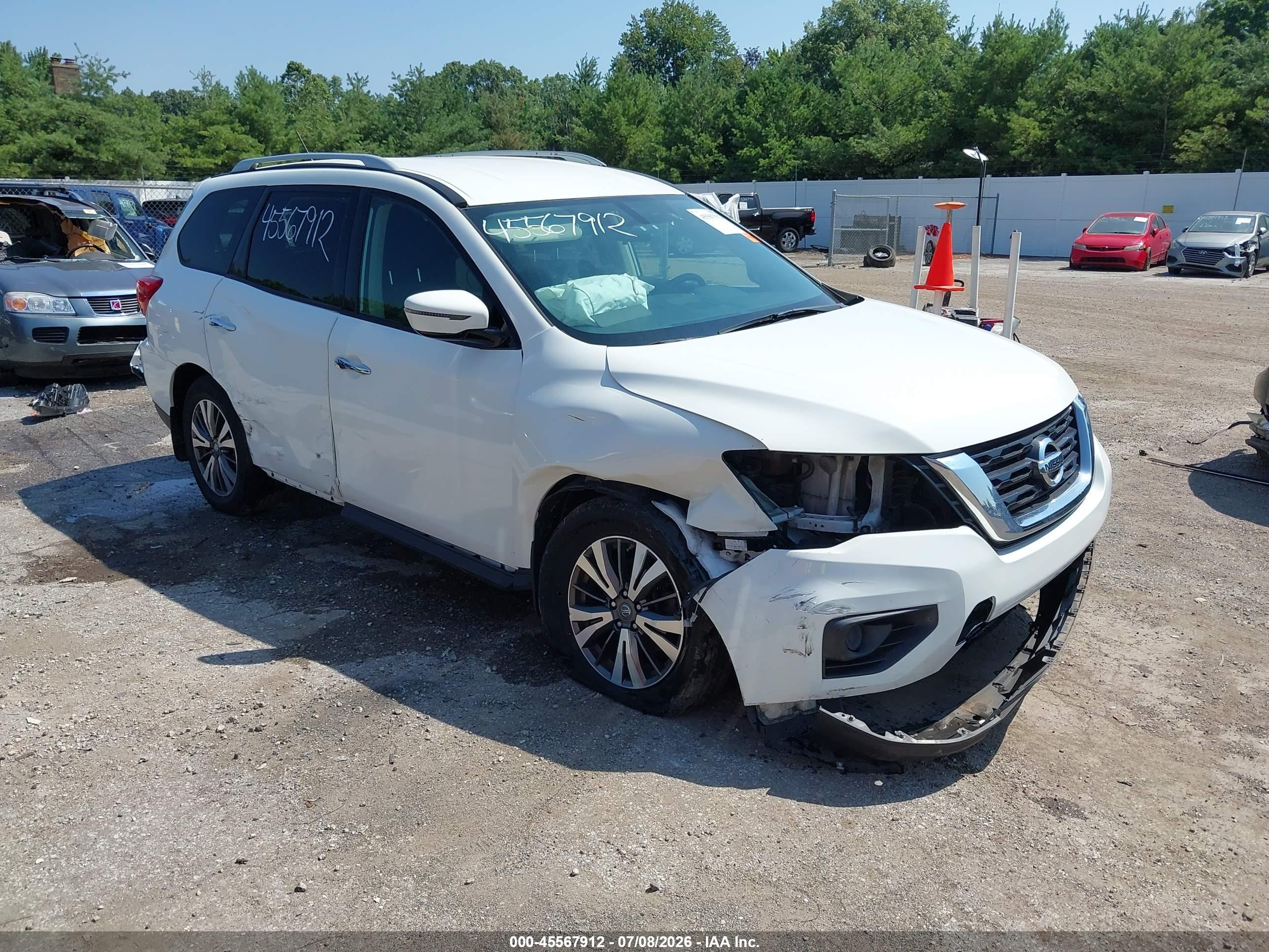 2017 Nissan Pathfinder S White vin: 5N1DR2MM8HC612100