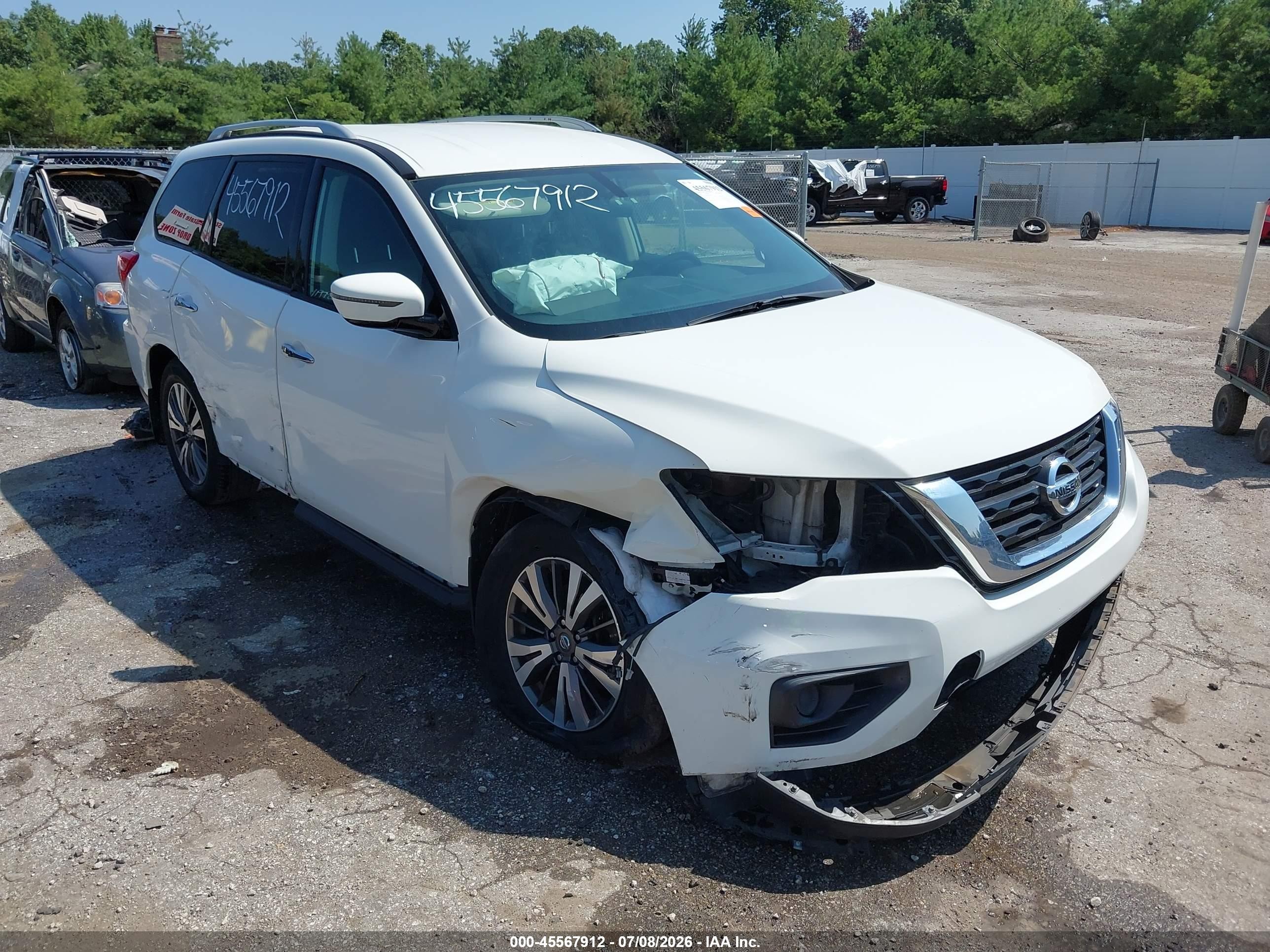 2017 Nissan Pathfinder S White vin: 5N1DR2MM8HC612100