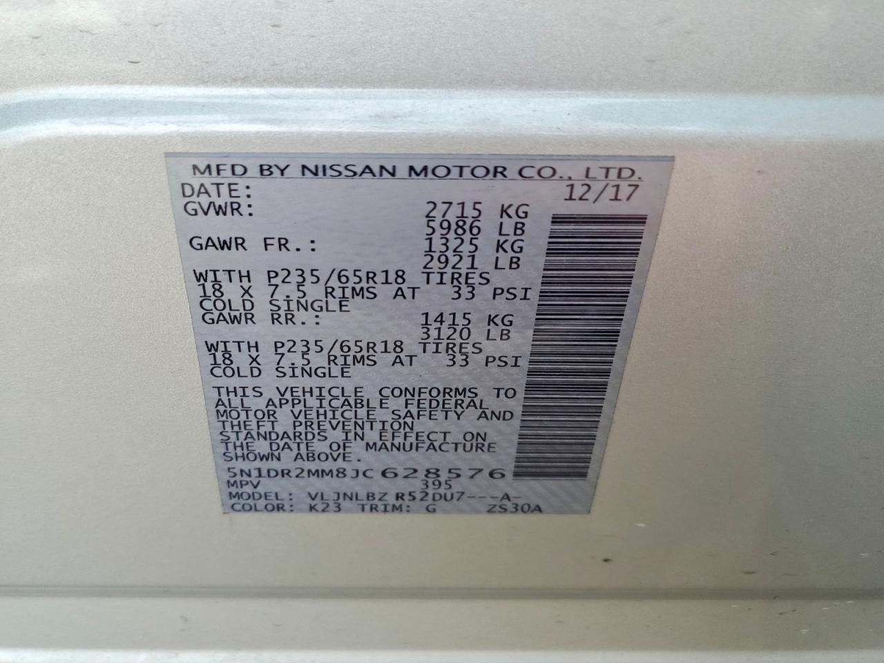 2018 Nissan Pathfinder S Silver vin: 5N1DR2MM8JC628576