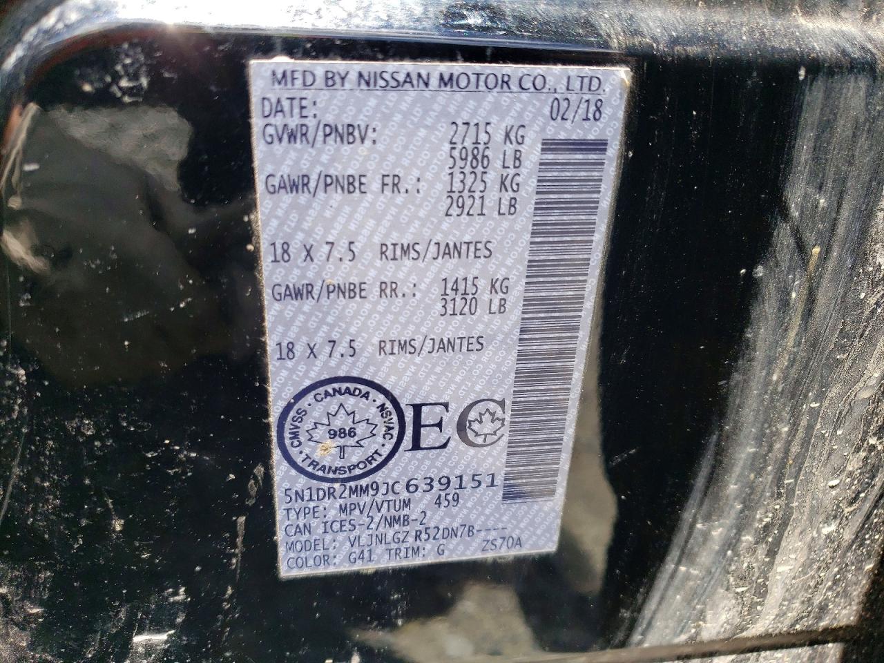 2018 Nissan Pathfinder S Черный vin: 5N1DR2MM9JC639151