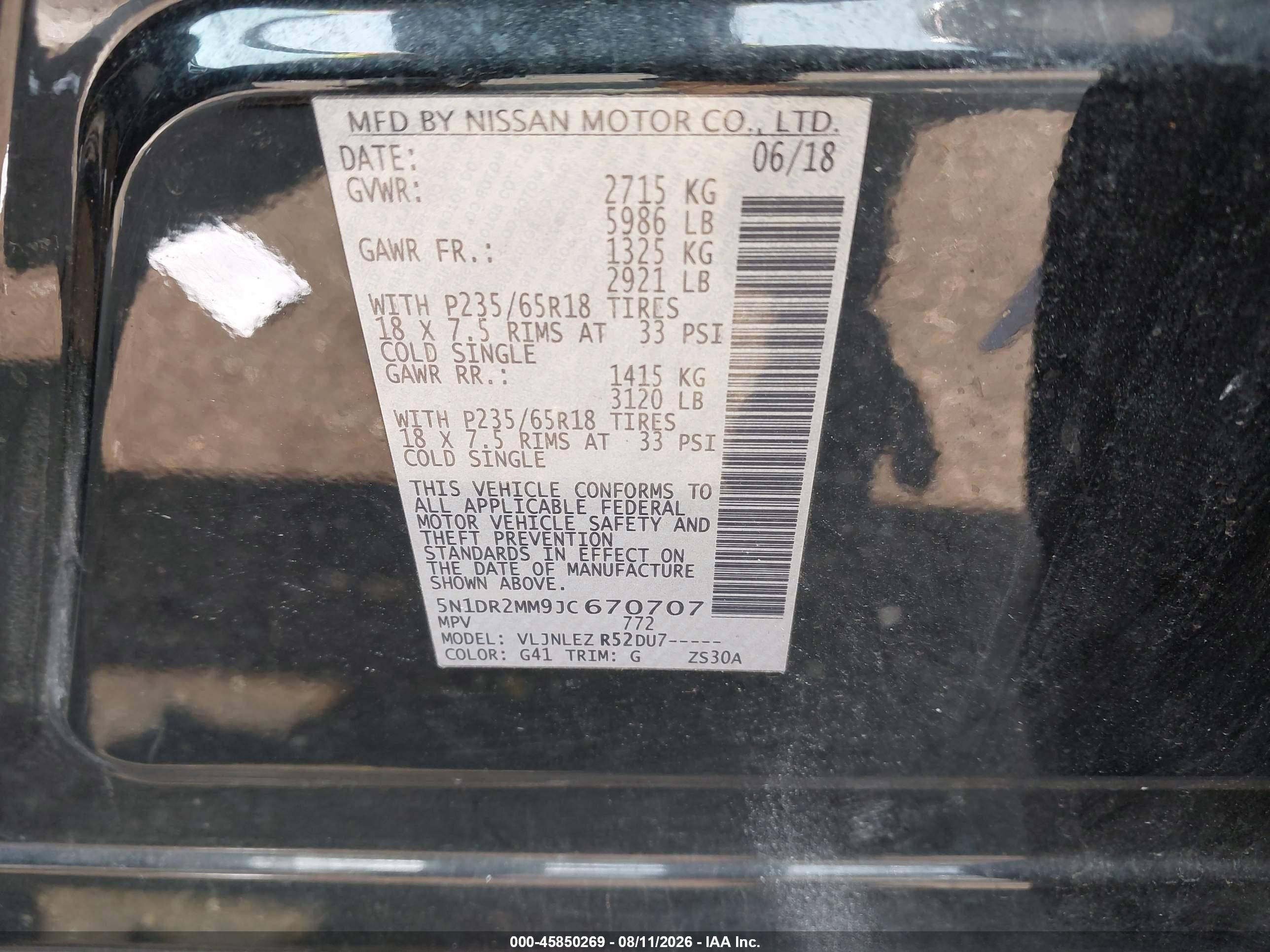 2018 Nissan Pathfinder Sv Black vin: 5N1DR2MM9JC670707