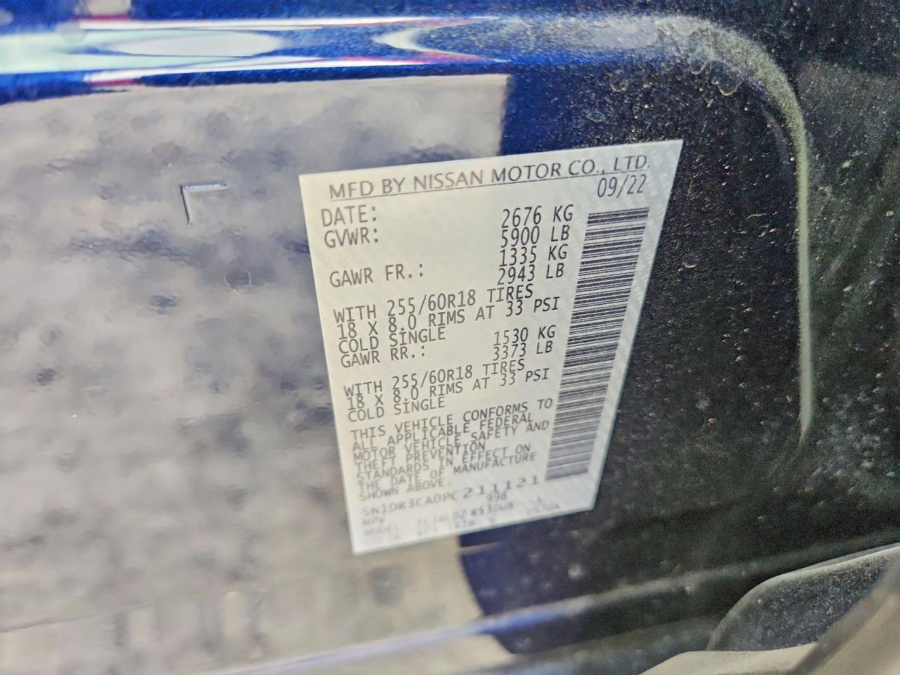 2023 Nissan Pathfinder Sl Blue vin: 5N1DR3CA0PC211121