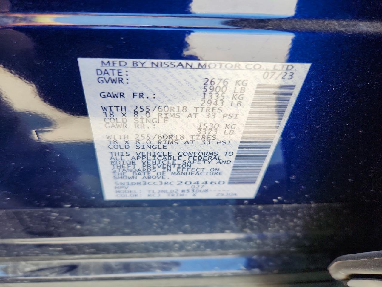2024 Nissan Pathfinder Sl Синий vin: 5N1DR3CC3RC204460
