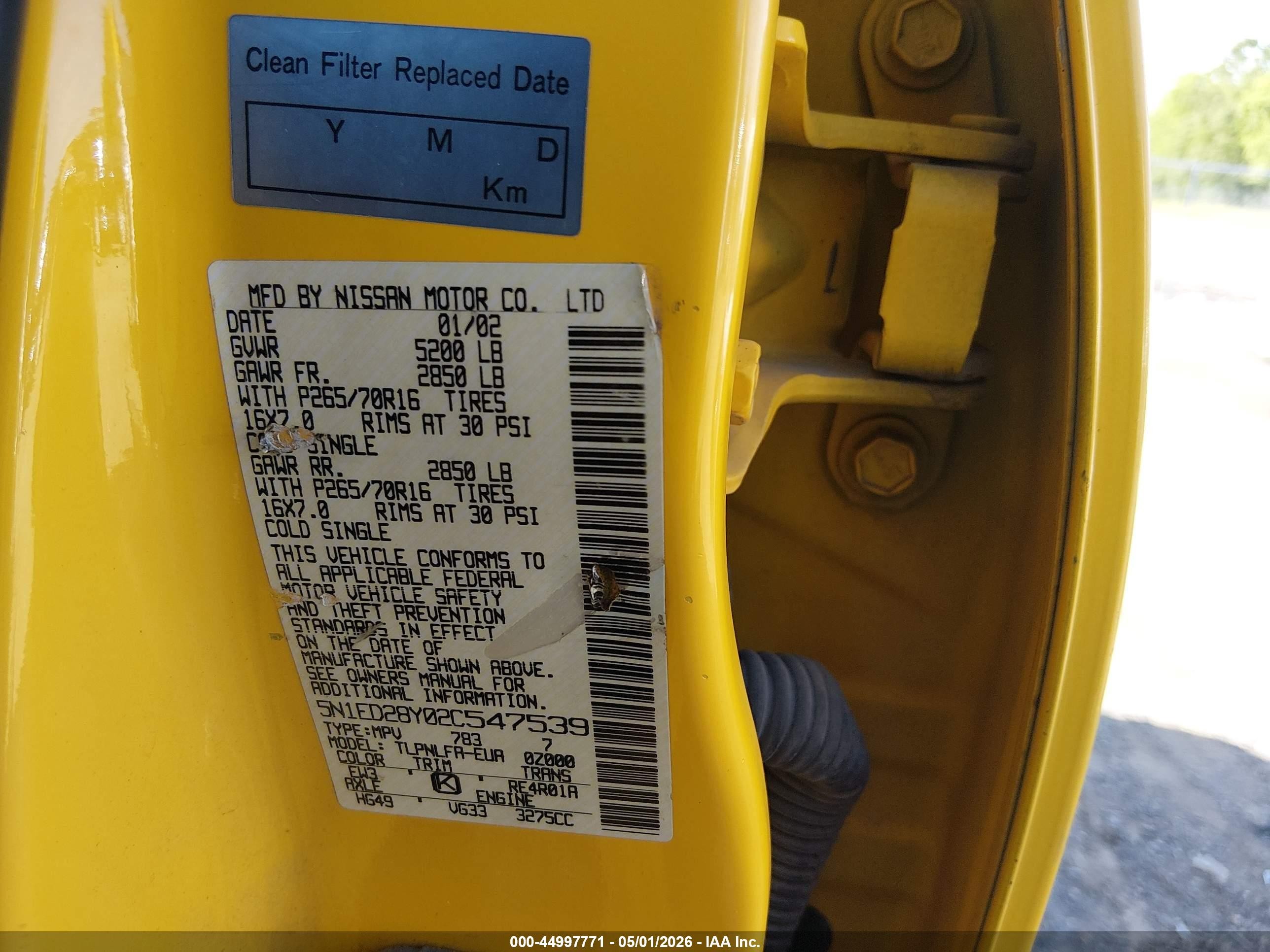 2002 Nissan Xterra Se Yellow vin: 5N1ED28Y02C547539