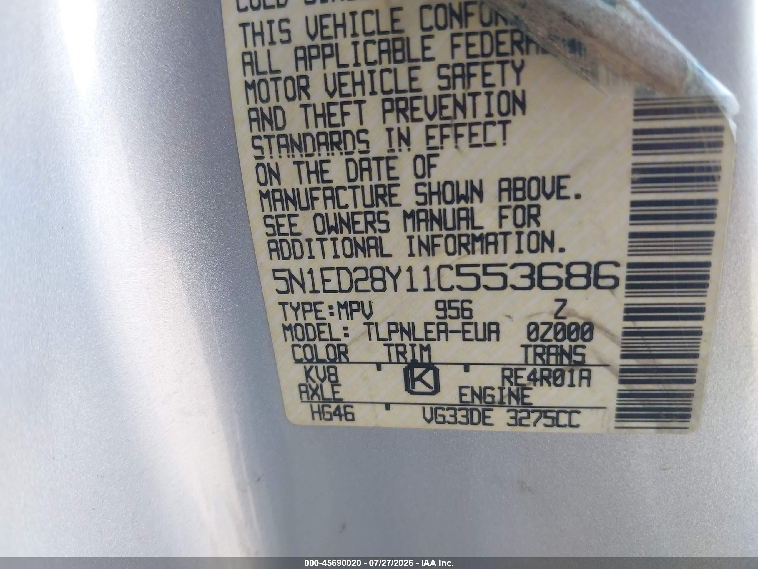 2001 Nissan Xterra Xe Silver vin: 5N1ED28Y11C553686