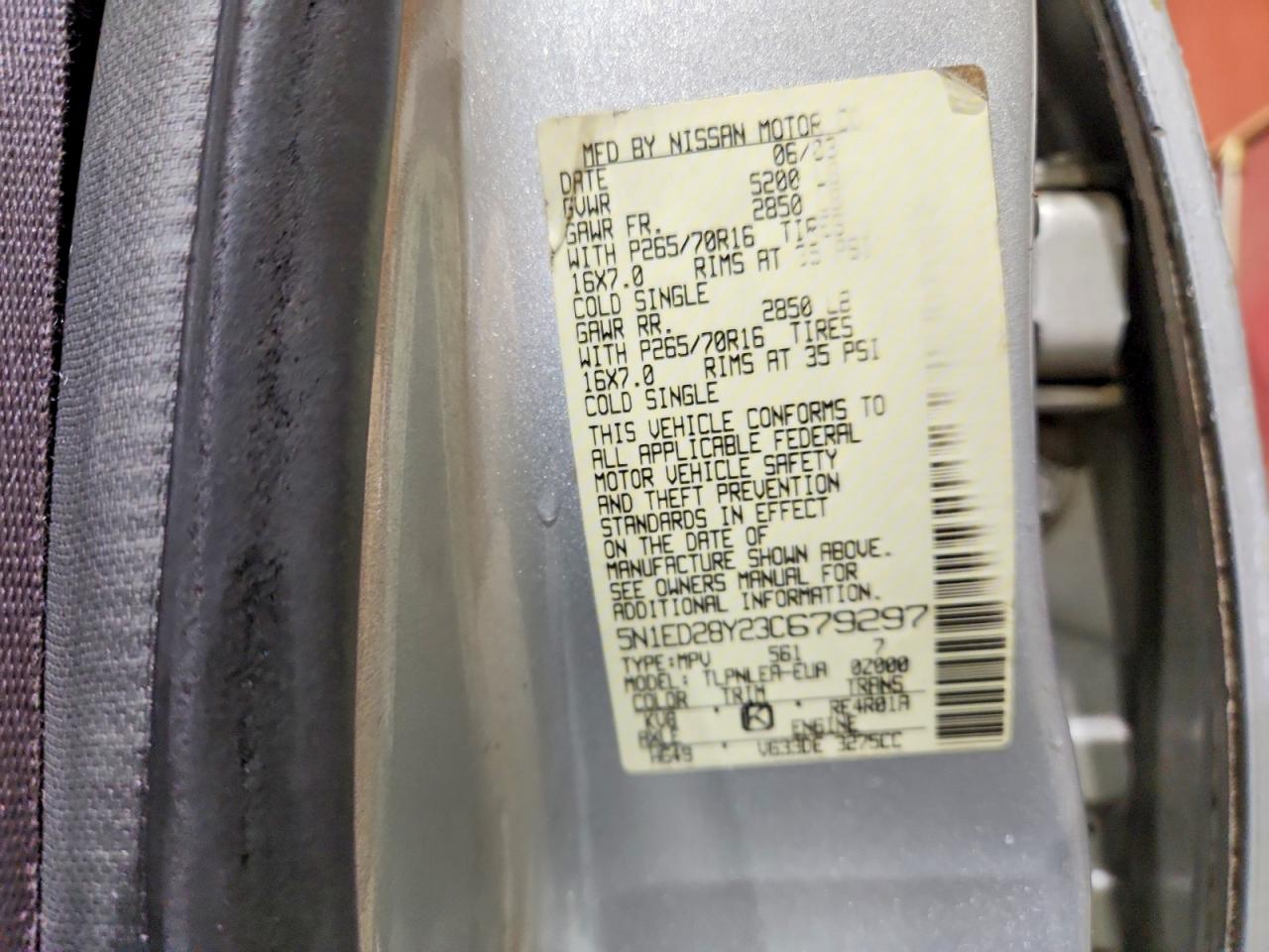 2003 Nissan Xterra Xe-v6 Silver vin: 5N1ED28Y23C679297