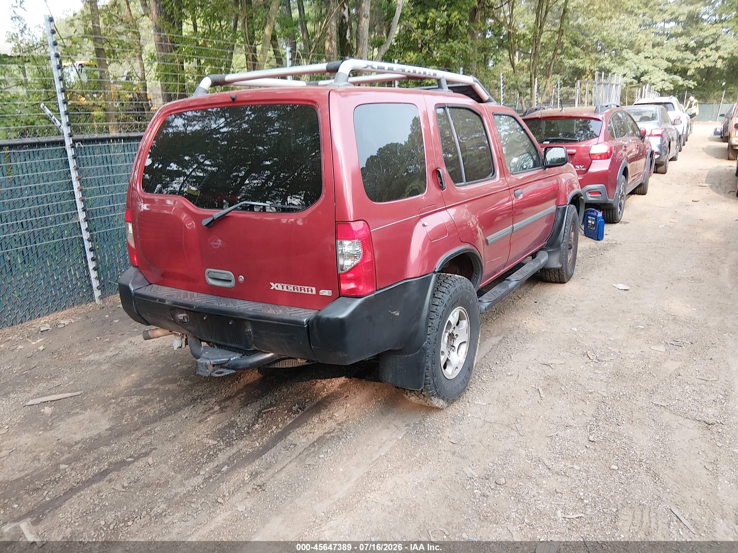 2001 Nissan Xterra Se Burgundy vin: 5N1ED28Y41C554315