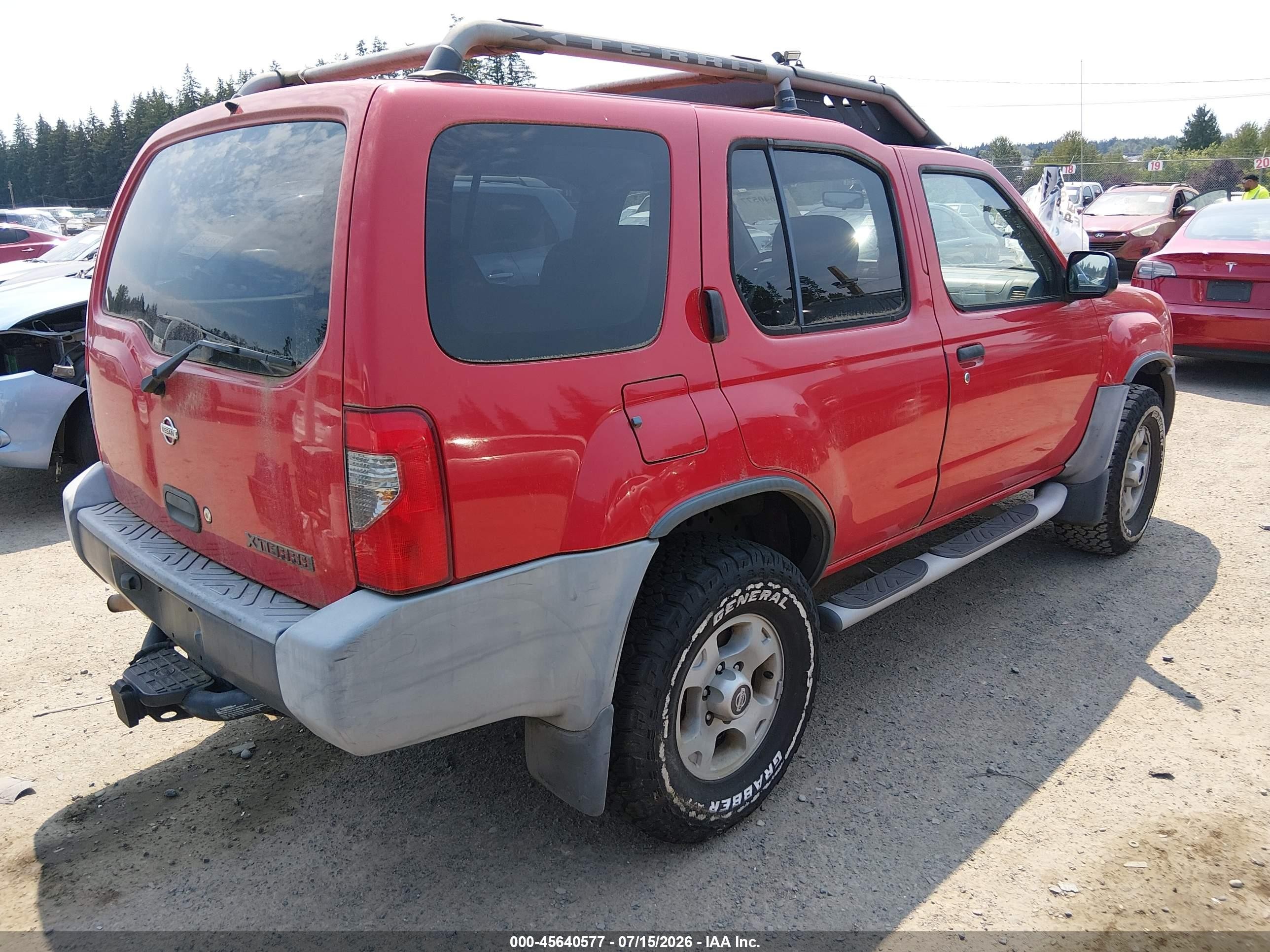 2000 Nissan Xterra Se/xe Red vin: 5N1ED28YXYC579097