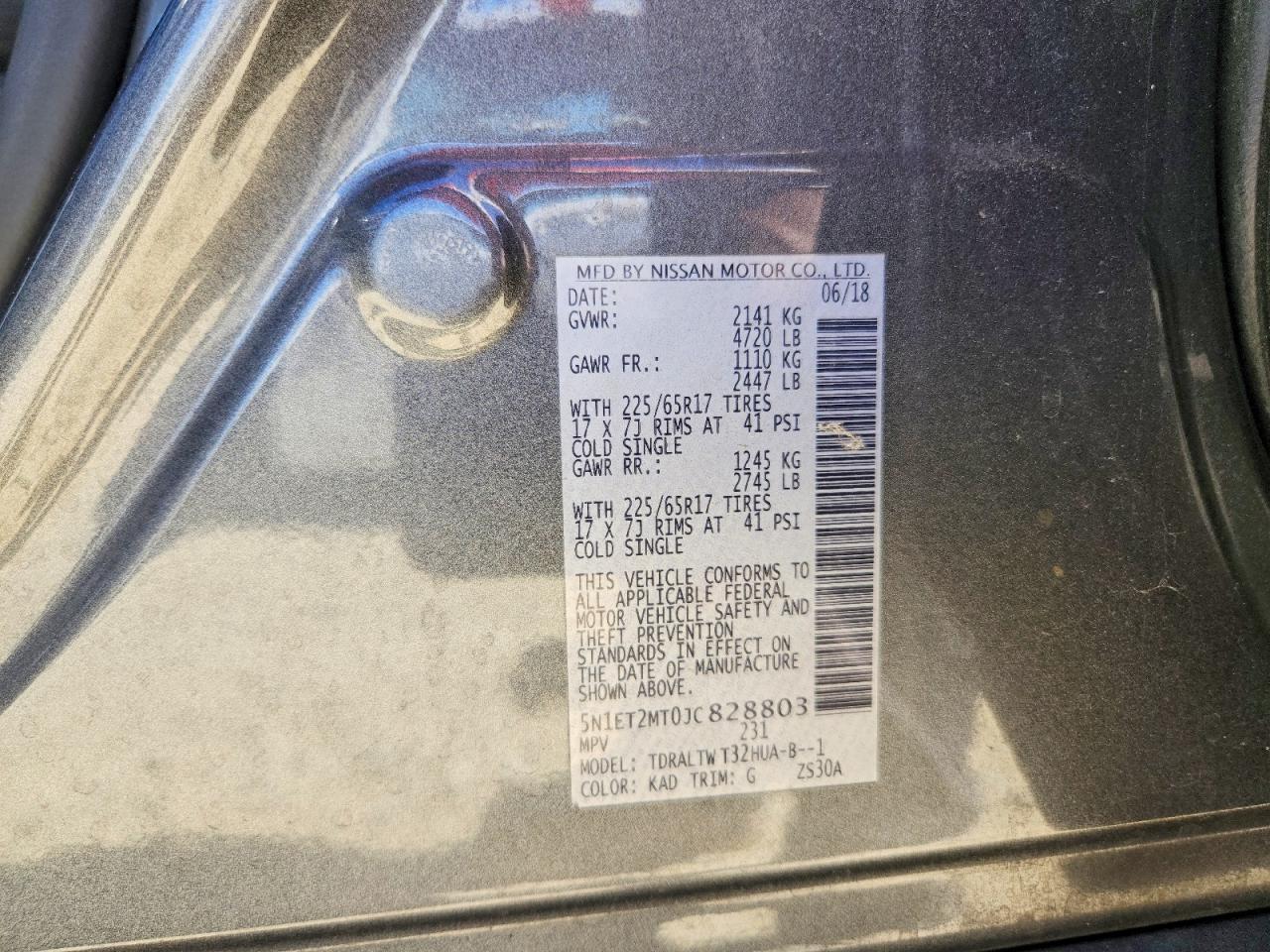 2018 Nissan Rogue Hybrid Sv Угольный vin: 5N1ET2MT0JC828803