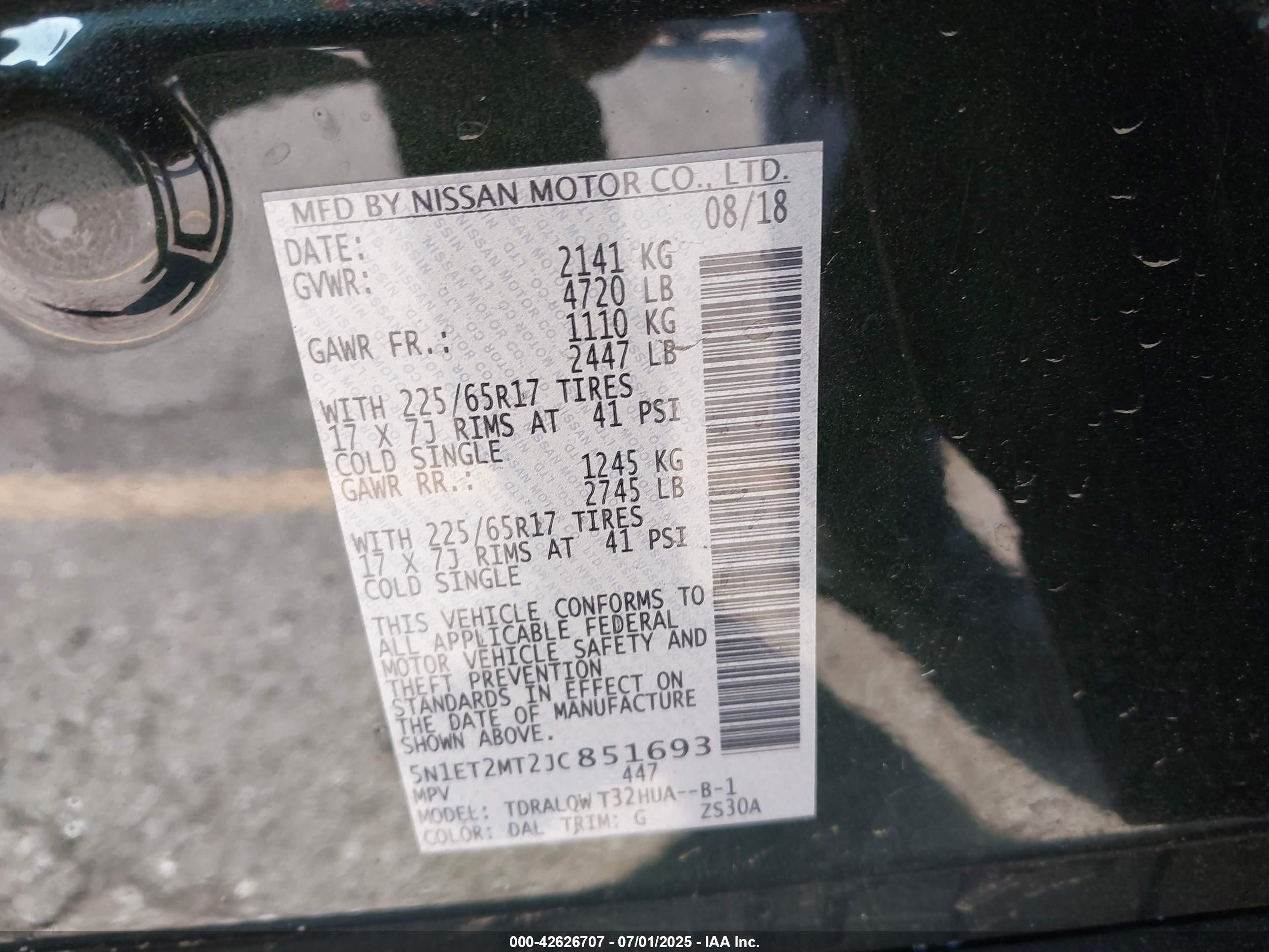 2018 Nissan Rogue Hybrid Sv Green vin: 5N1ET2MT2JC851693