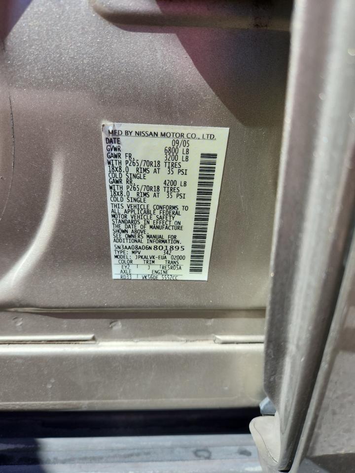 2006 Infiniti Qx56 Cream vin: 5N3AA08A06N801895