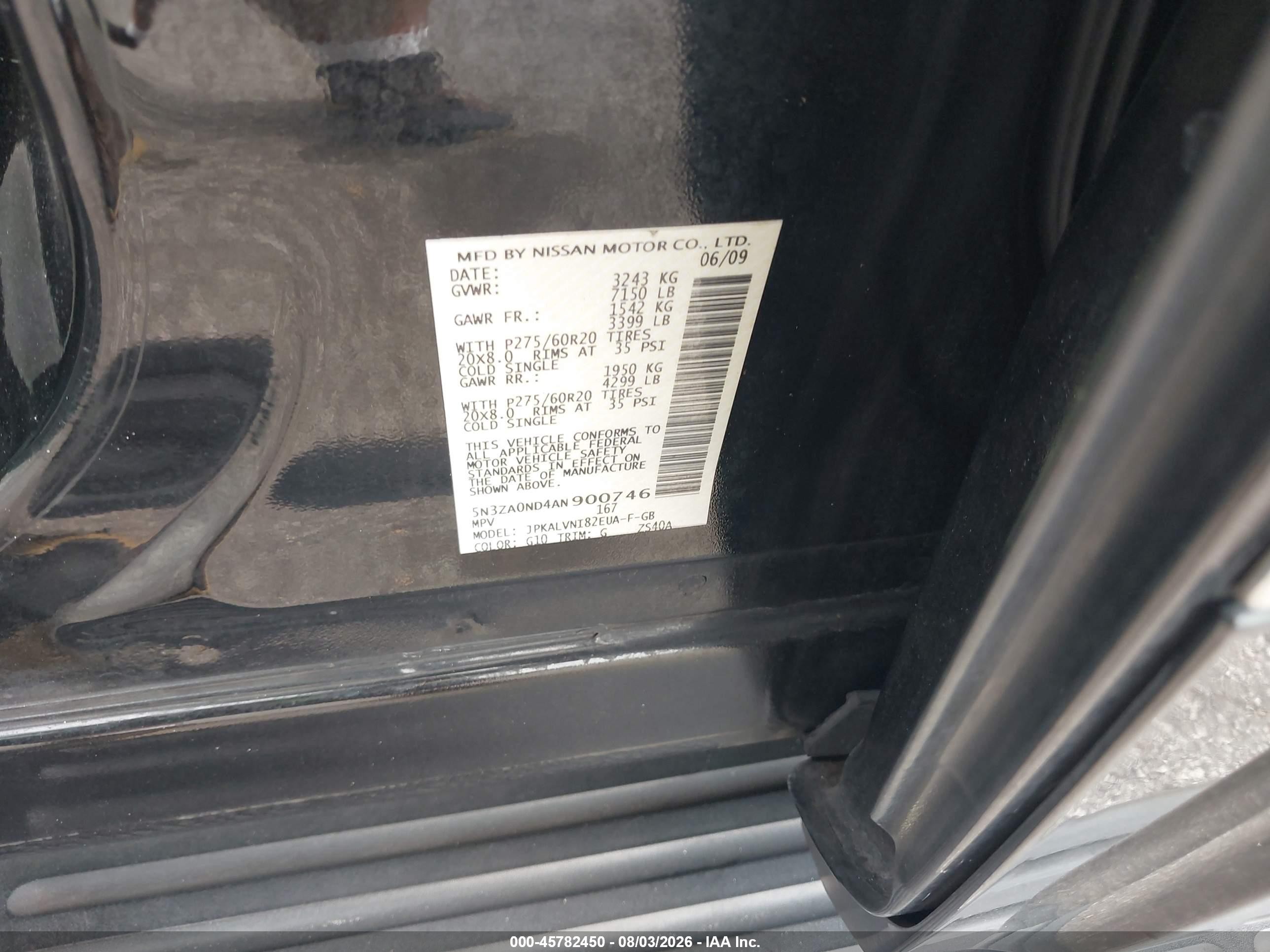 2010 Infiniti Qx56   Black vin: 5N3ZA0ND4AN900746