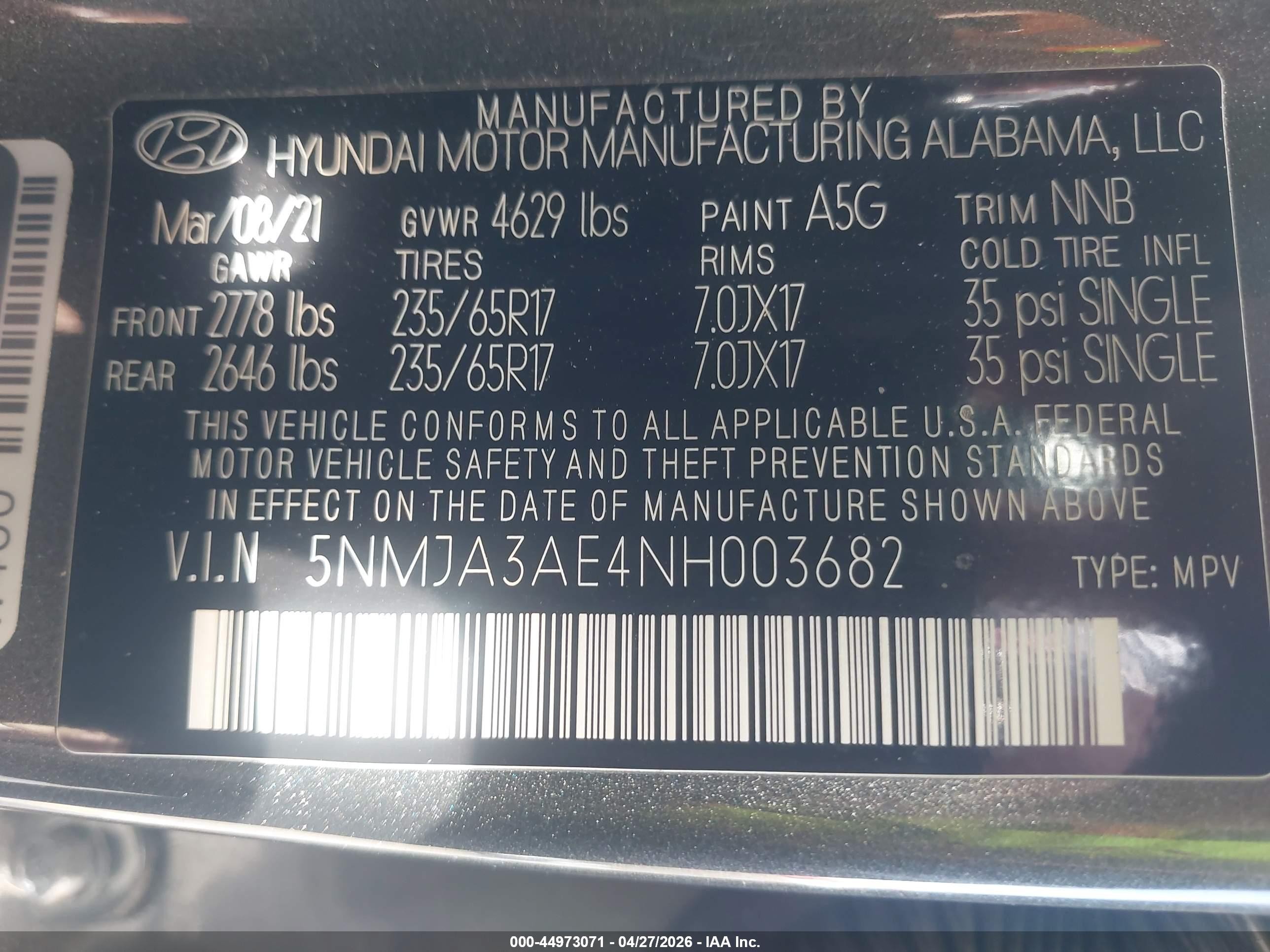 2022 Hyundai Tucson Se Gray vin: 5NMJA3AE4NH003682