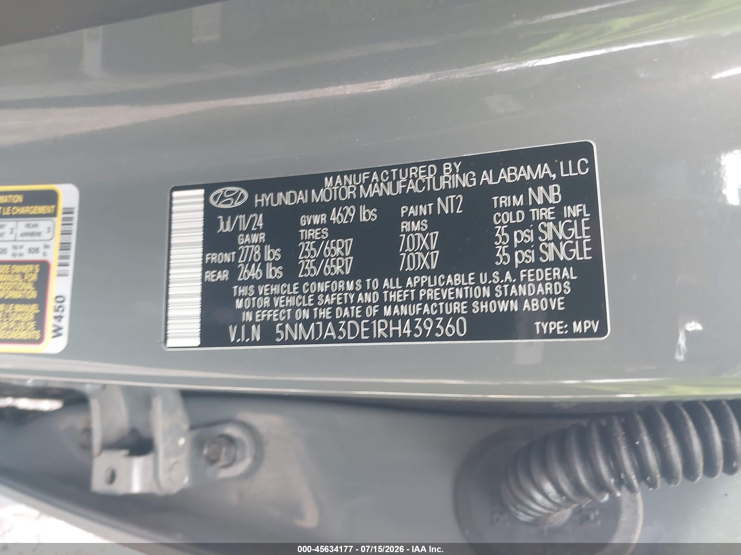 2024 Hyundai Tucson Se Серый vin: 5NMJA3DE1RH439360