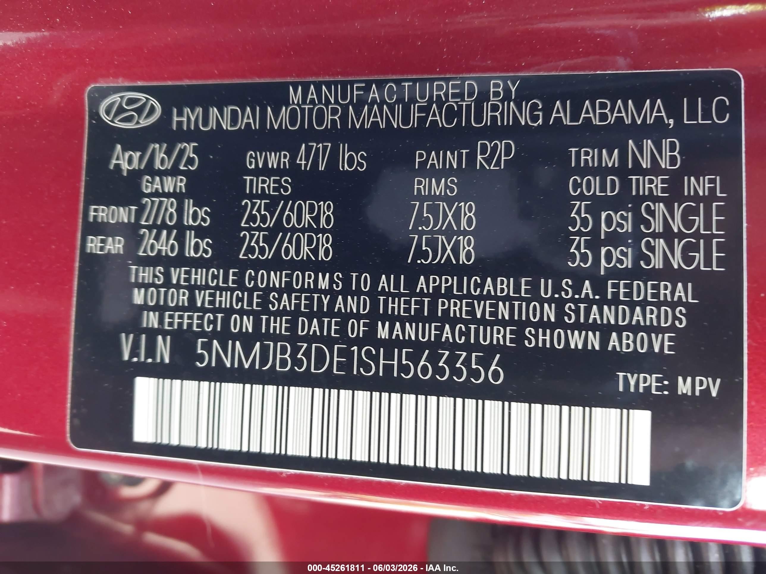 2025 Hyundai Tucson Sel Красный vin: 5NMJB3DE1SH563356