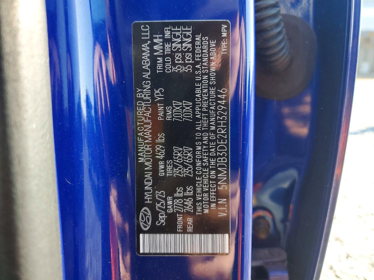 2024 Hyundai Tucson Sel Blue vin: 5NMJB3DE2RH329446