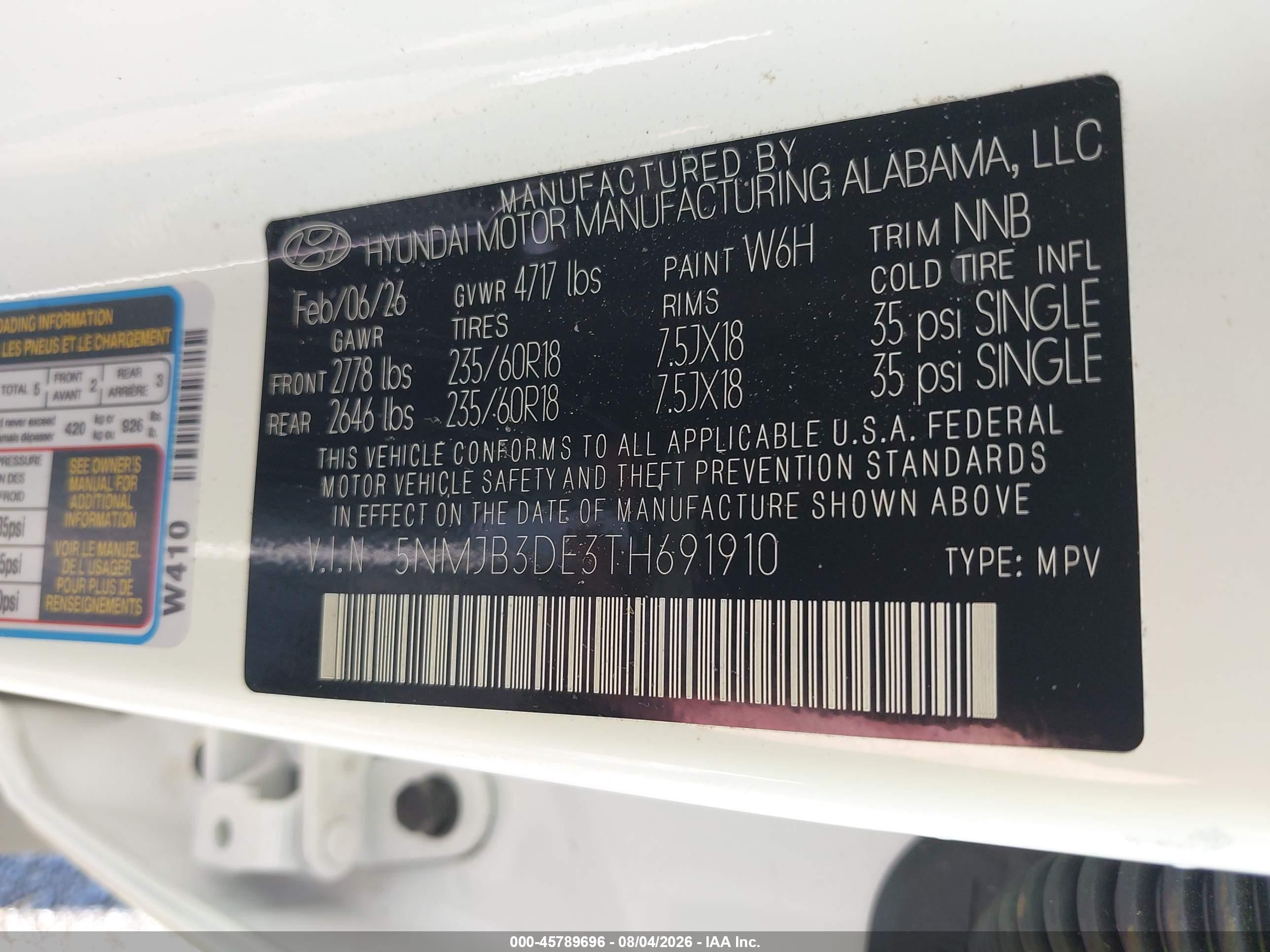 2026 Hyundai Tucson Sel White vin: 5NMJB3DE3TH691910
