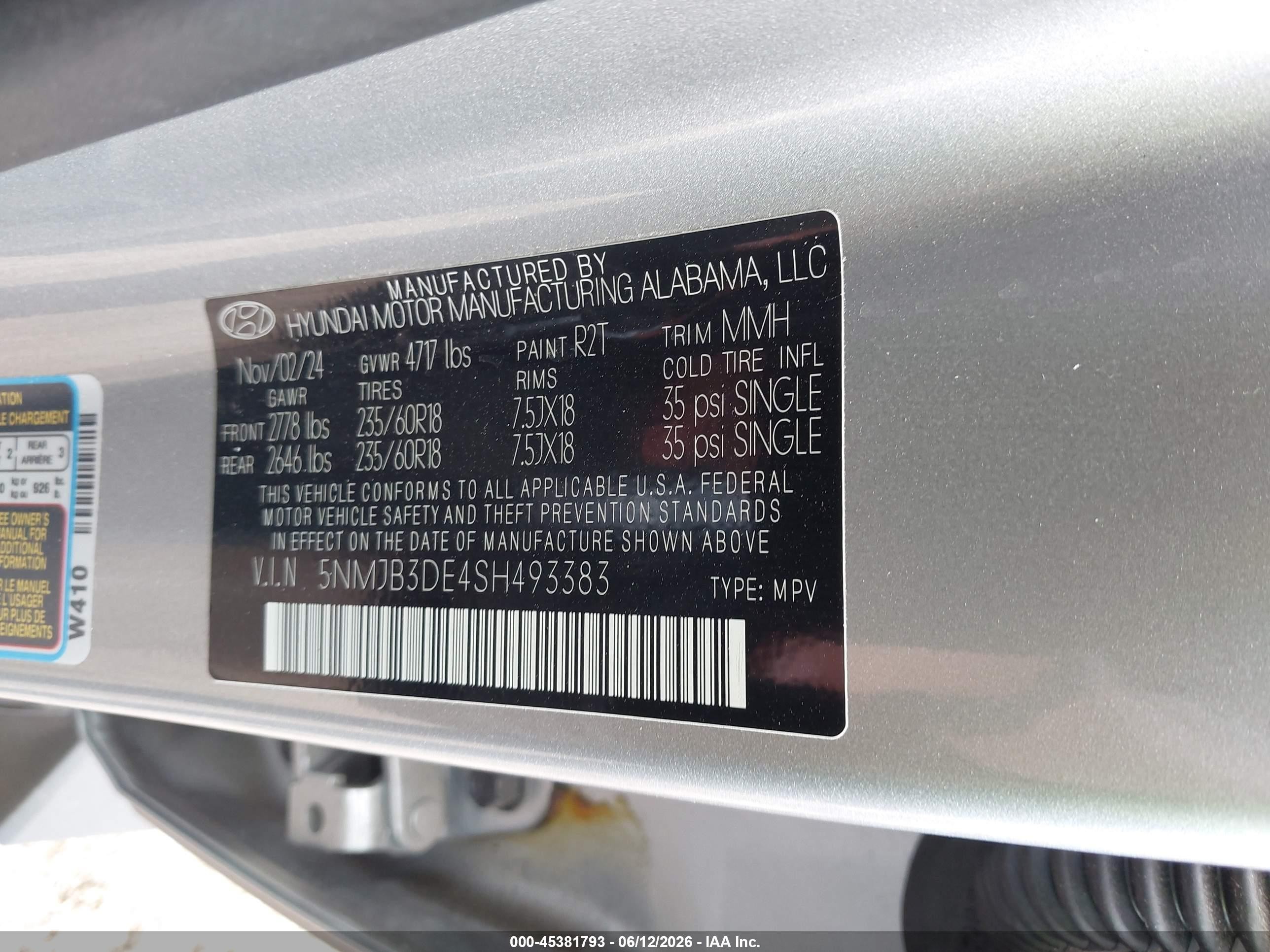 2025 Hyundai Tucson Sel Silver vin: 5NMJB3DE4SH493383