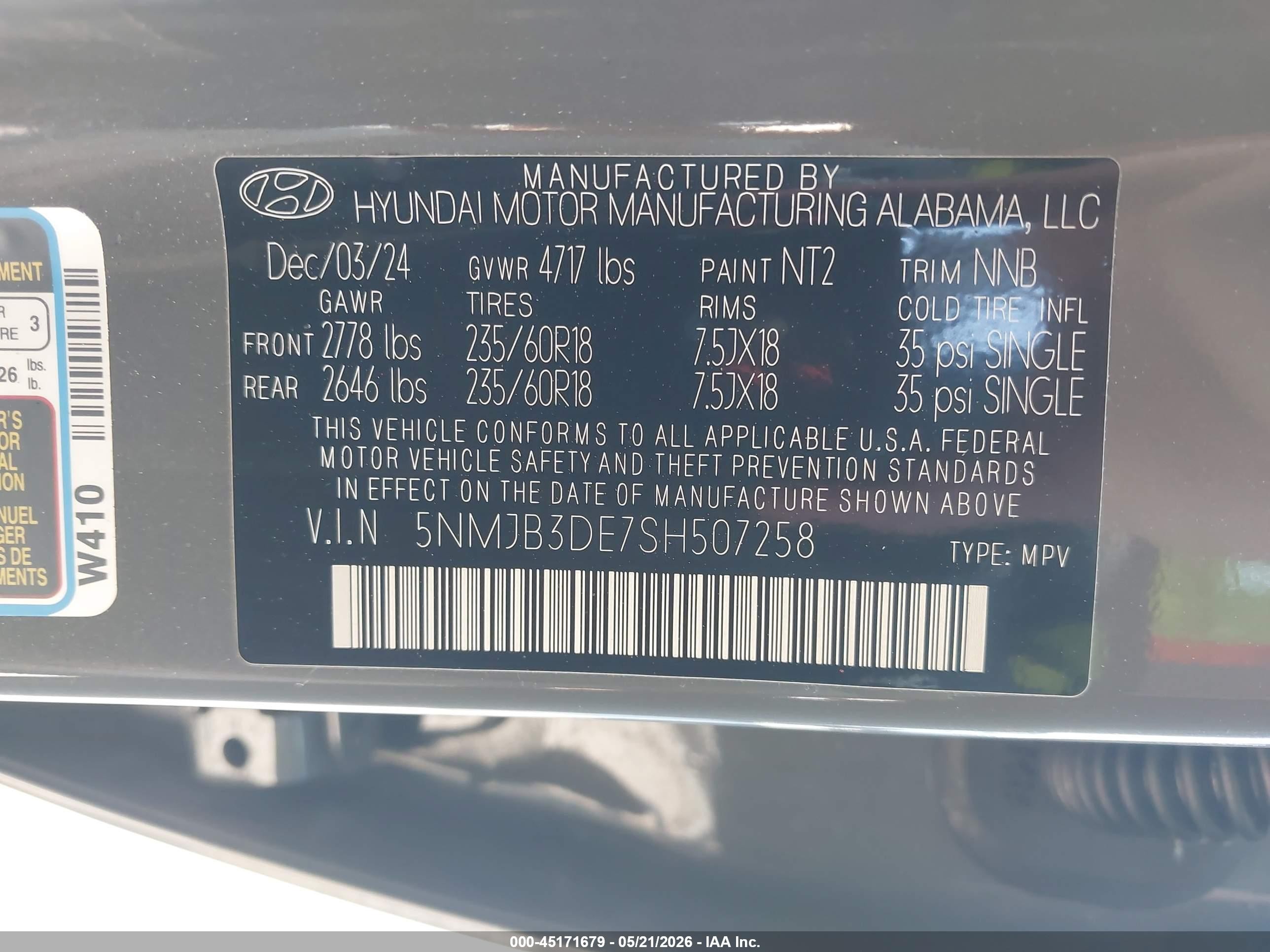 2025 Hyundai Tucson Sel Gray vin: 5NMJB3DE7SH507258