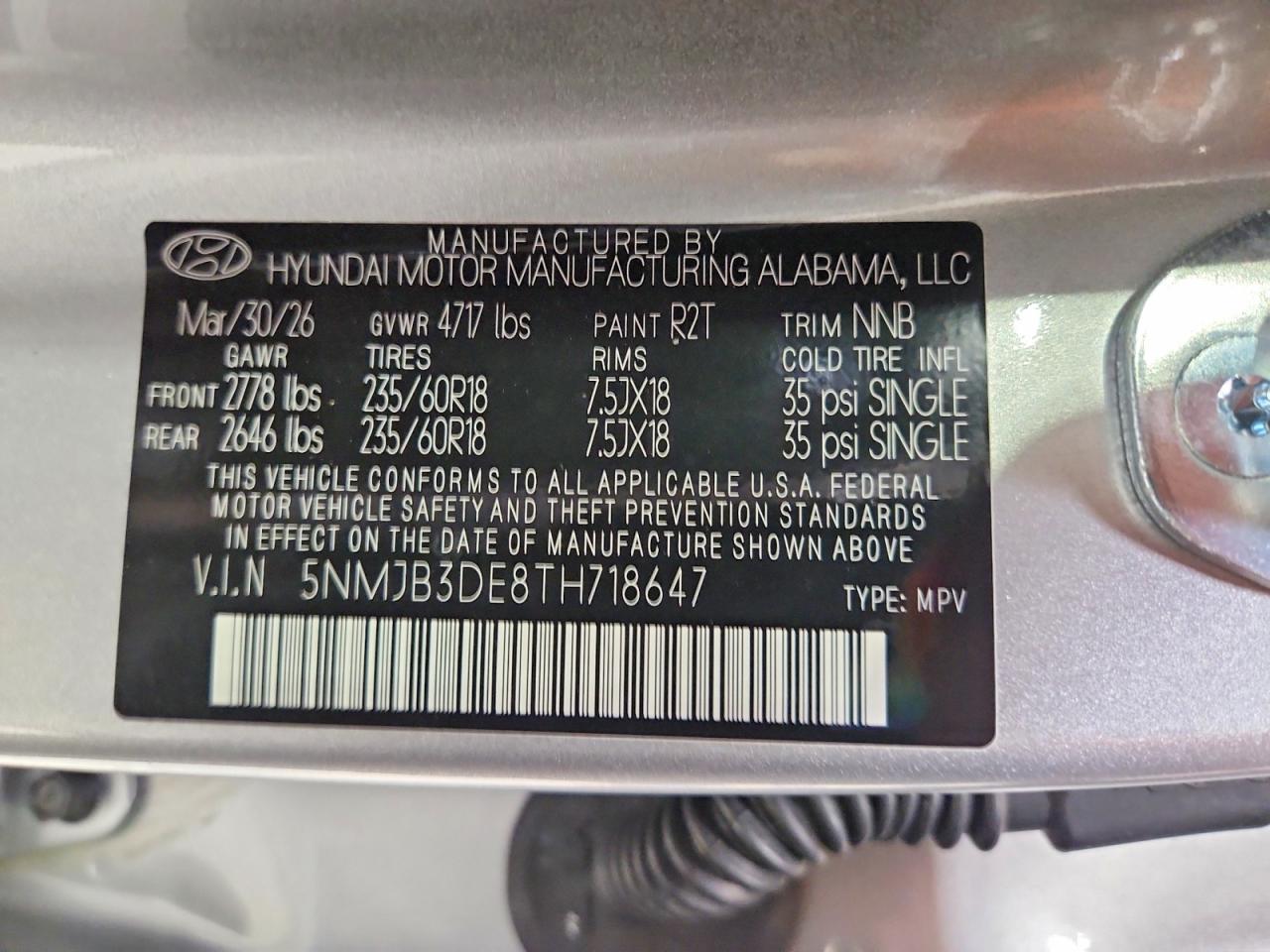 2026 Hyundai Tucson Sel Silver vin: 5NMJB3DE8TH718647