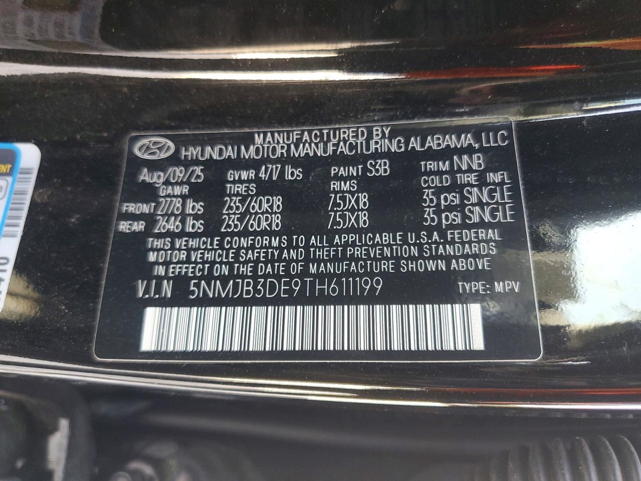 2026 Hyundai Tucson Sel Черный vin: 5NMJB3DE9TH611199