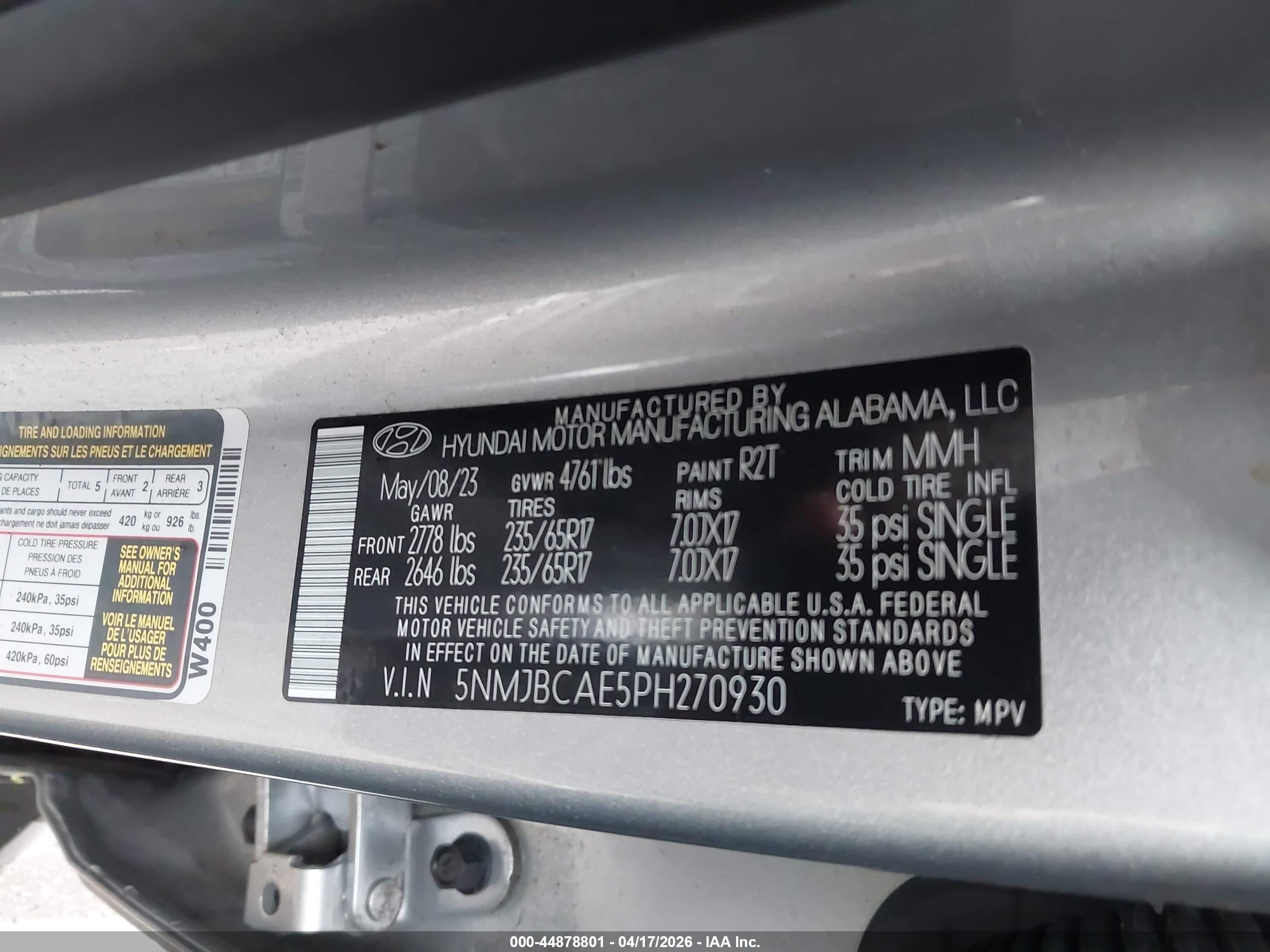 2023 Hyundai Tucson Sel Silver vin: 5NMJBCAE5PH270930