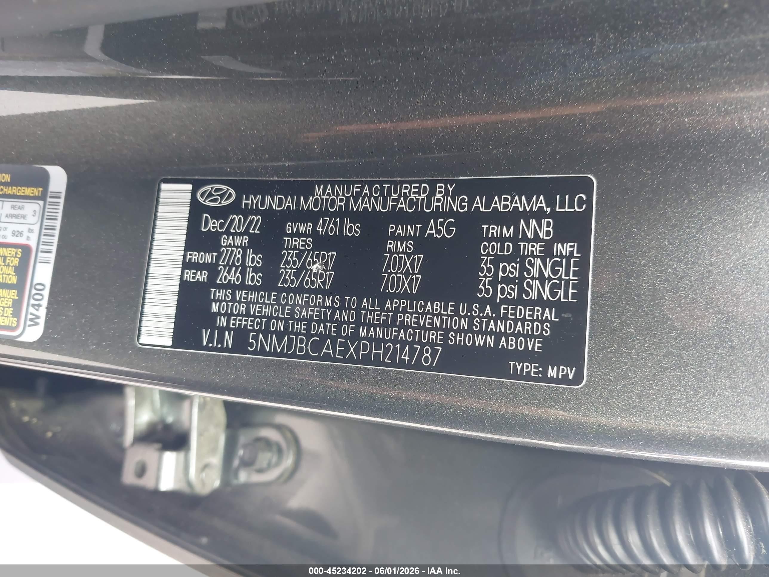 2023 Hyundai Tucson Sel Black vin: 5NMJBCAEXPH214787