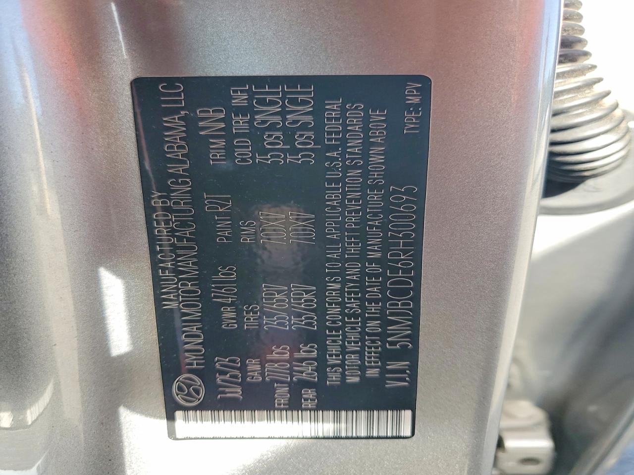 2024 Hyundai Tucson Sel Silver vin: 5NMJBCDE6RH300693