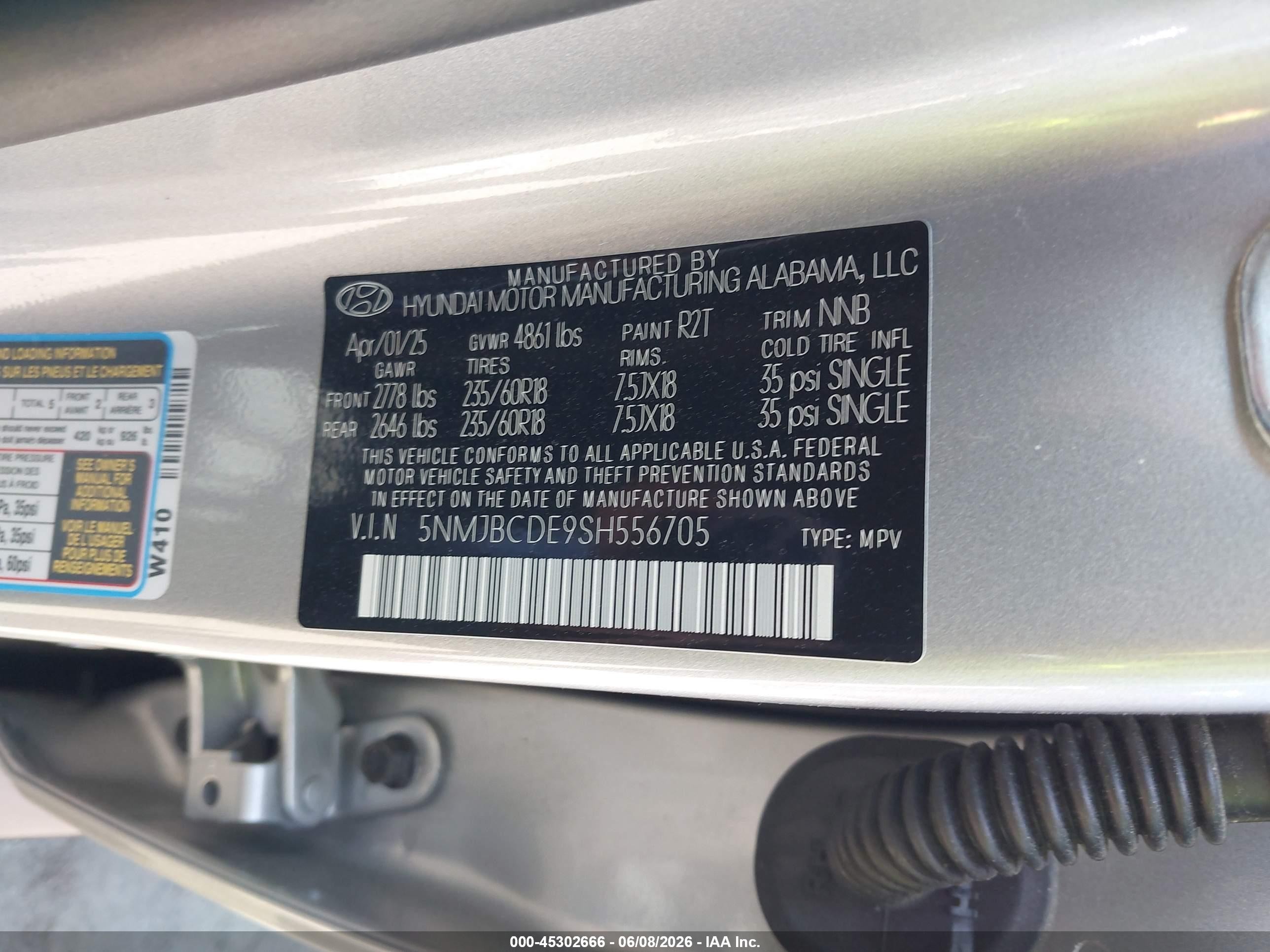 2025 Hyundai Tucson Sel Silver vin: 5NMJBCDE9SH556705
