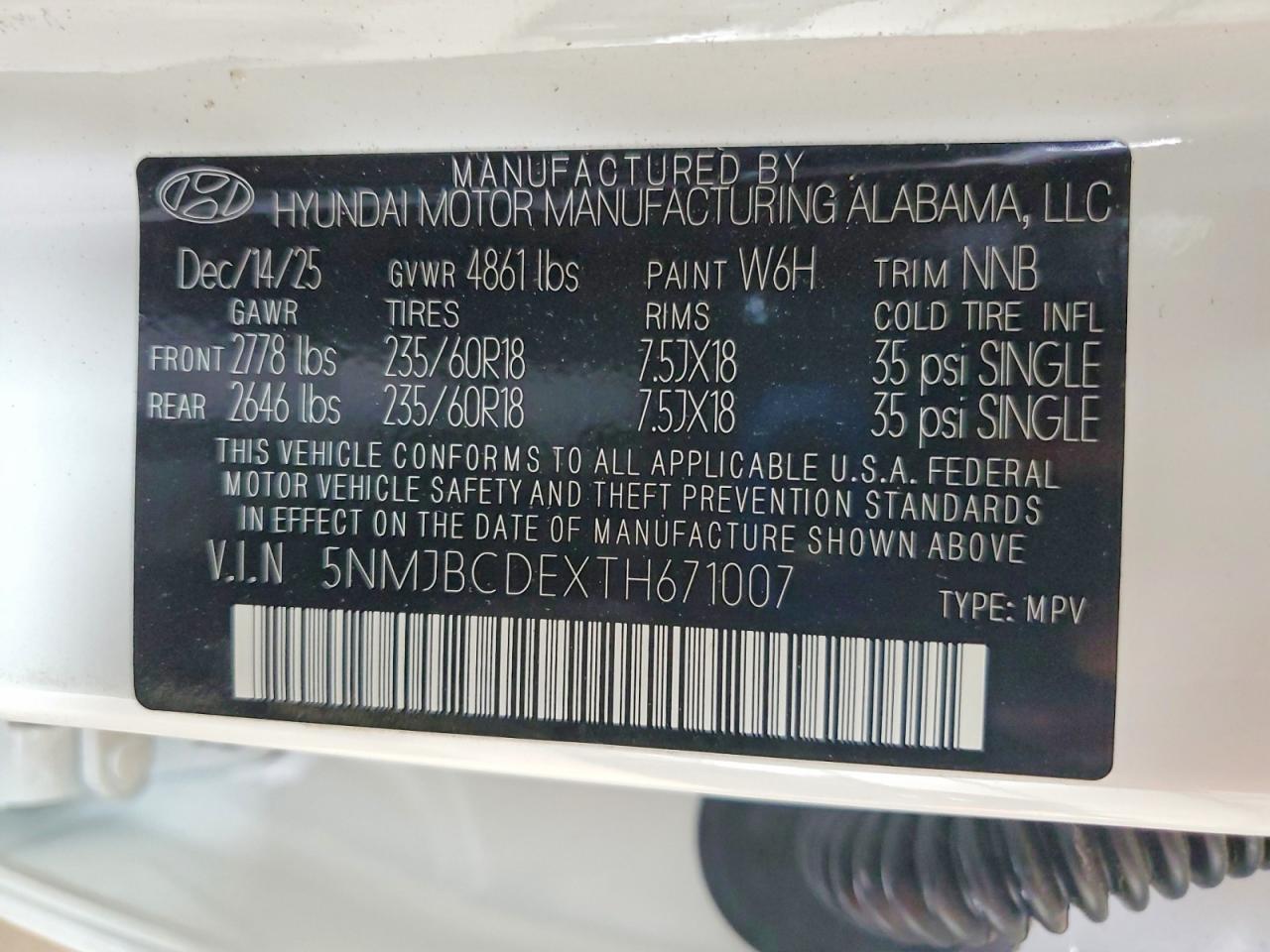 2026 Hyundai Tucson Sel White vin: 5NMJBCDEXTH671007