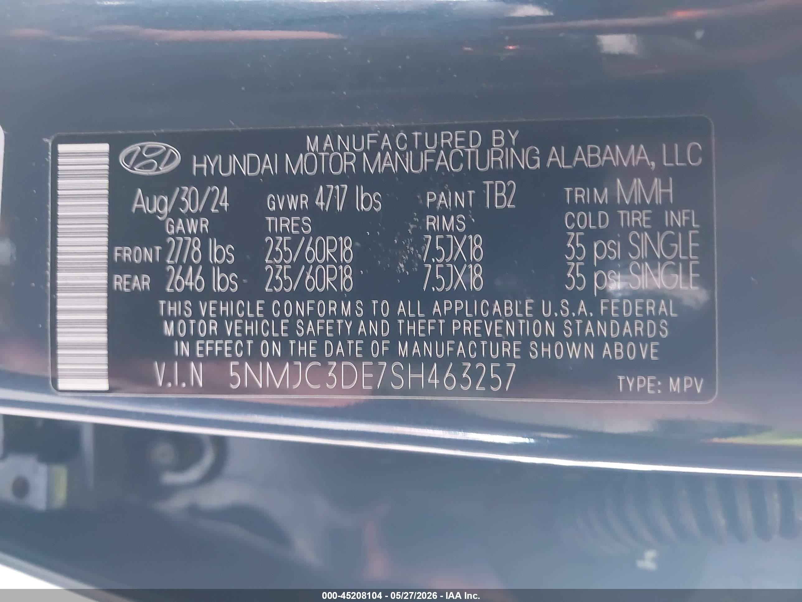 2025 Hyundai Tucson Sel Convenience Blue vin: 5NMJC3DE7SH463257