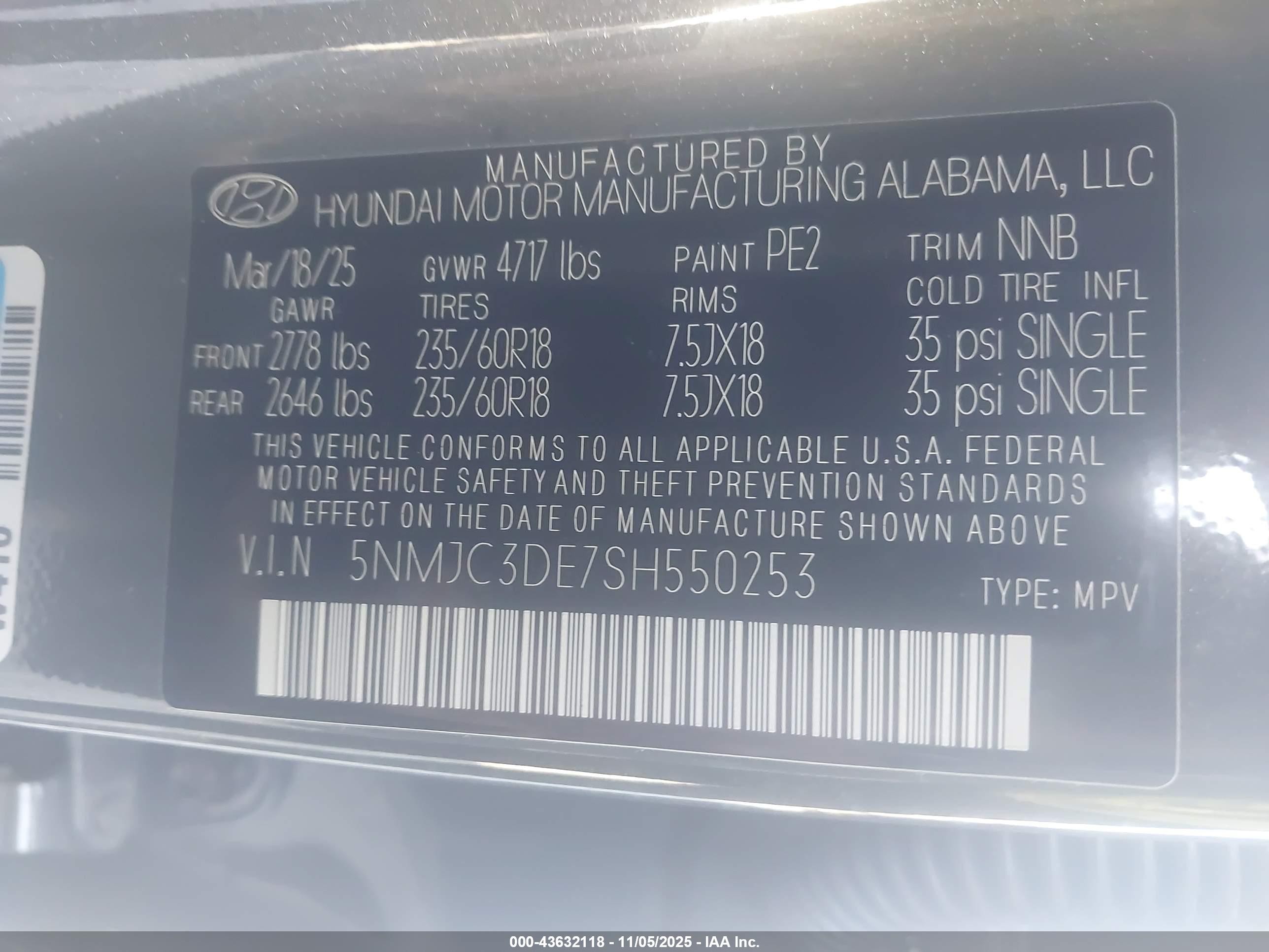 2025 Hyundai Tucson Sel Convenience Gray vin: 5NMJC3DE7SH550253