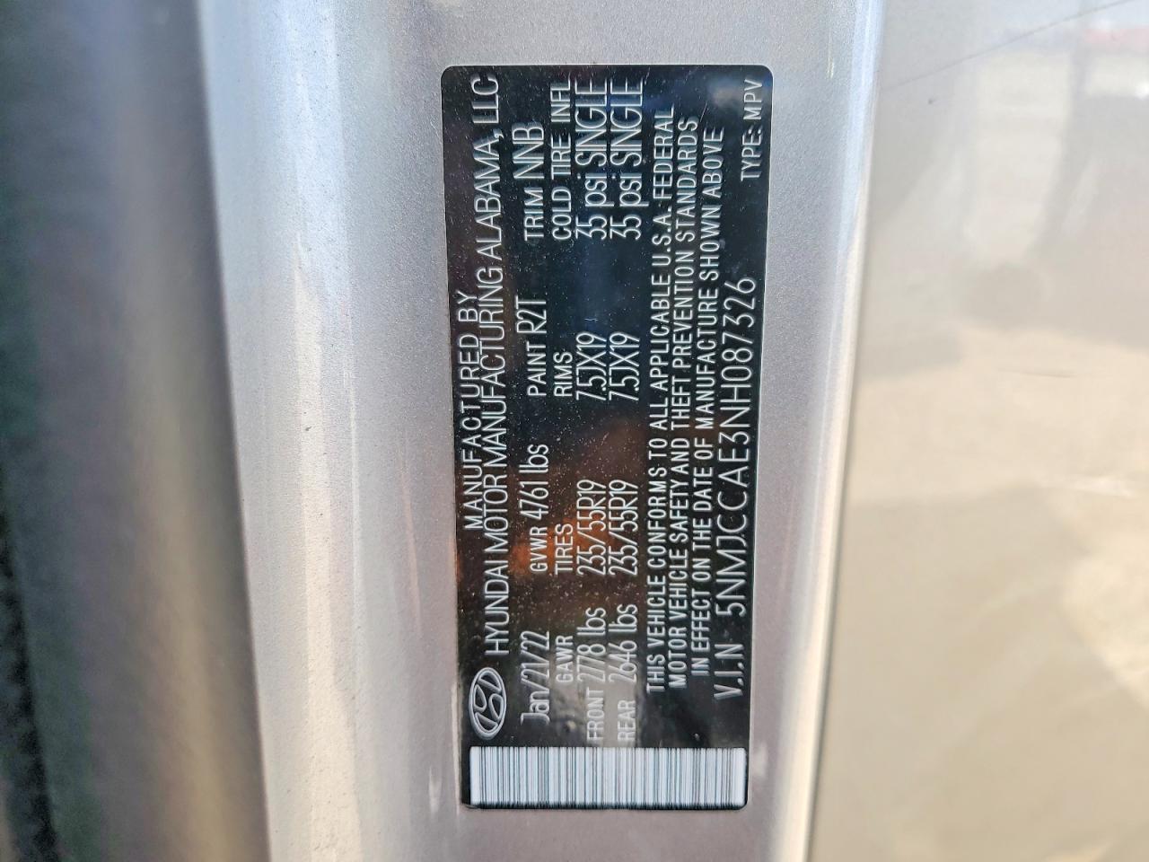 2022 Hyundai Tucson Sel Silver vin: 5NMJCCAE3NH087326