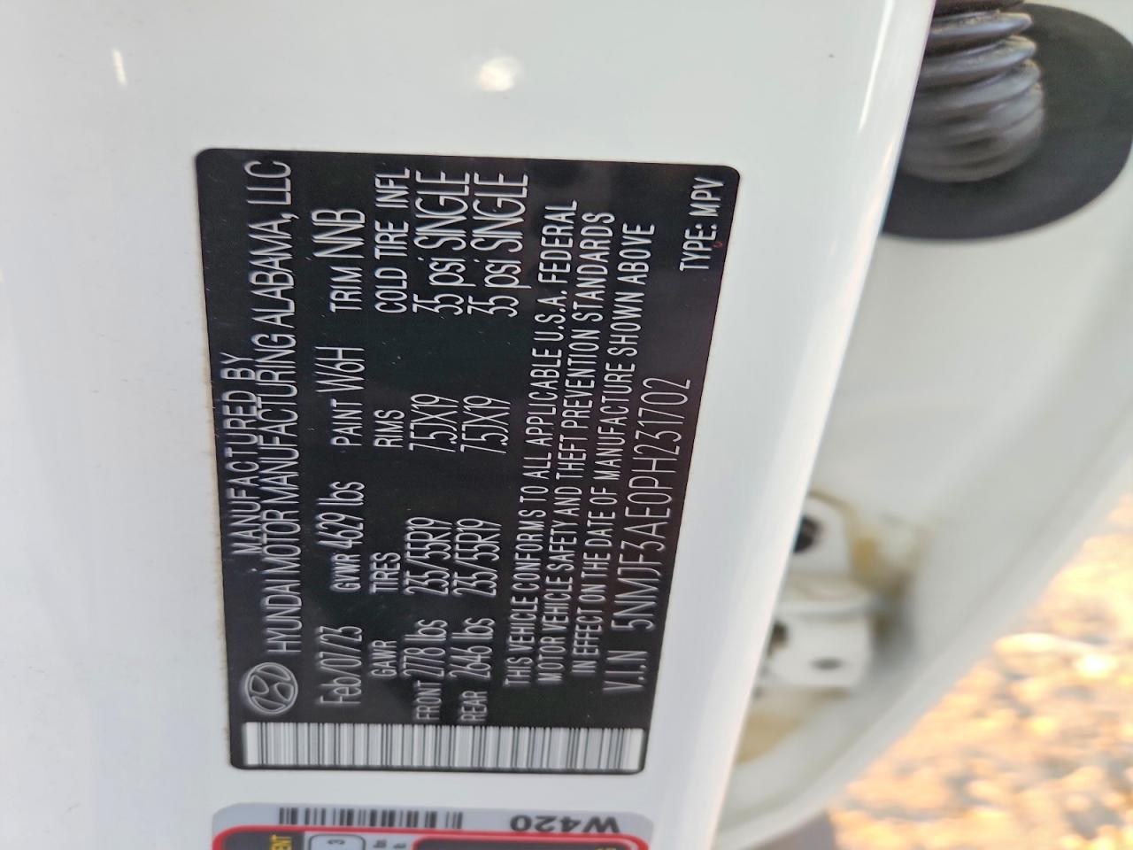 2023 Hyundai Tucson Sel Белый vin: 5NMJF3AE0PH231702