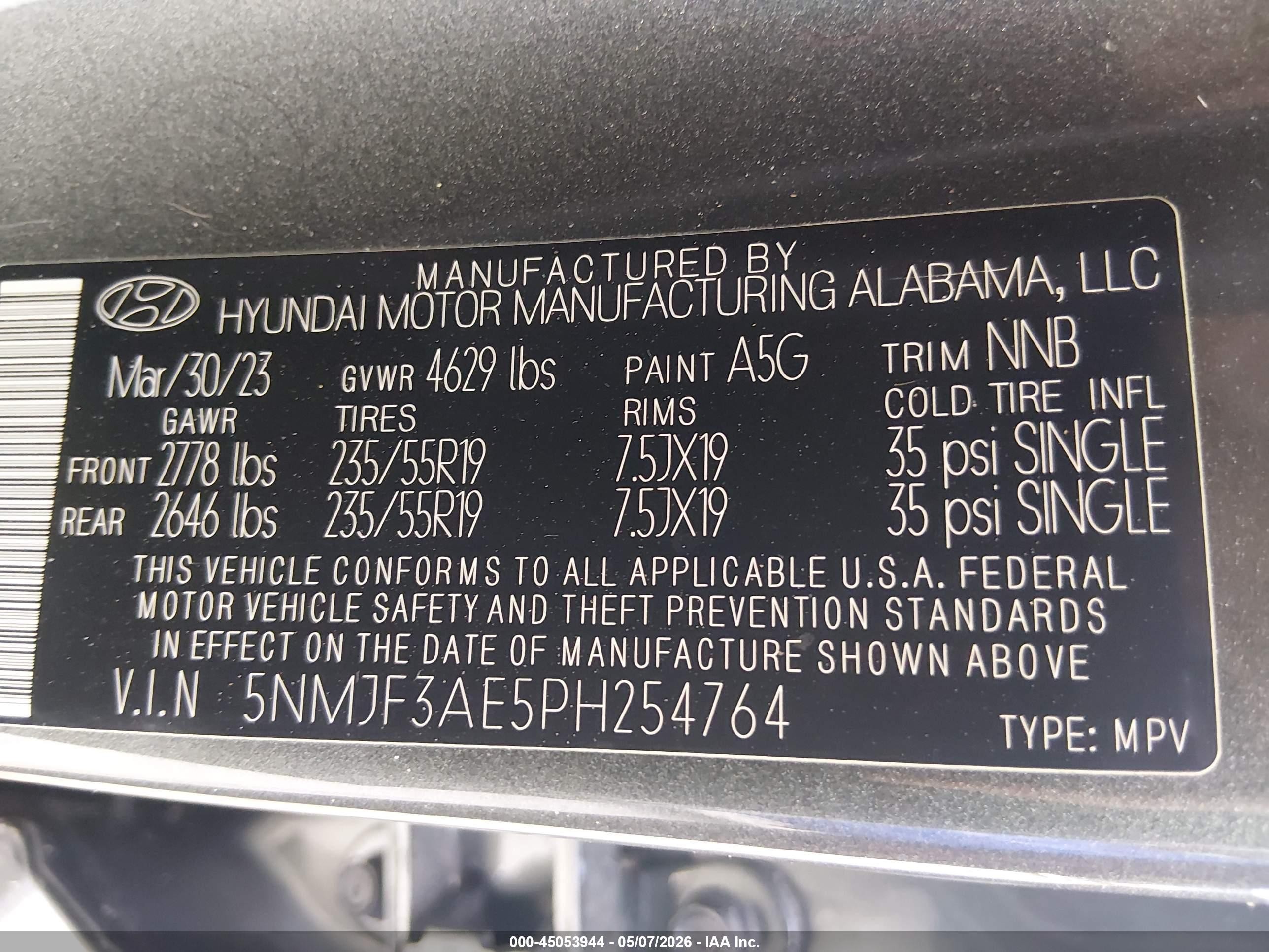 2023 Hyundai Tucson Sel Black vin: 5NMJF3AE5PH254764