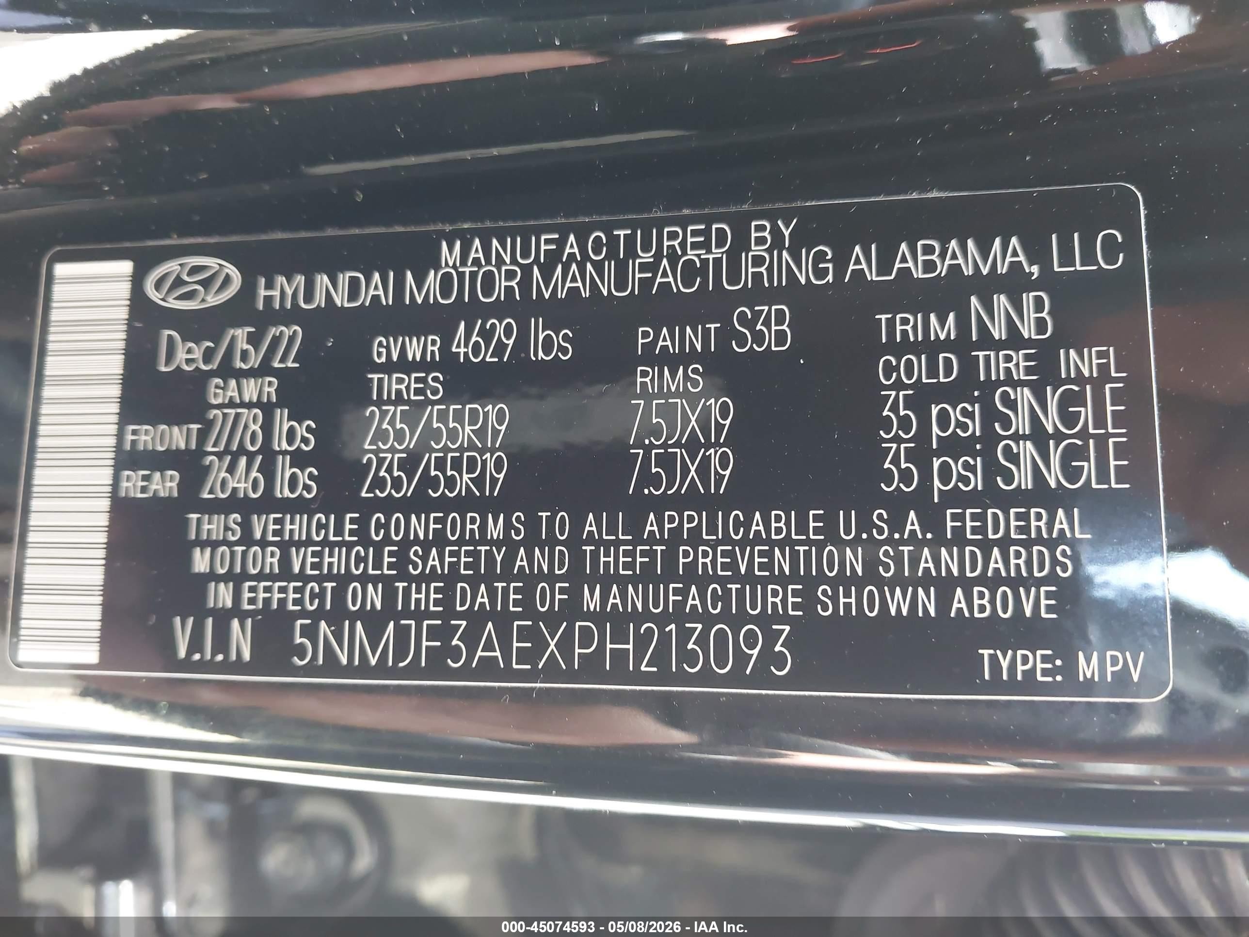 2023 Hyundai Tucson Sel Black vin: 5NMJF3AEXPH213093