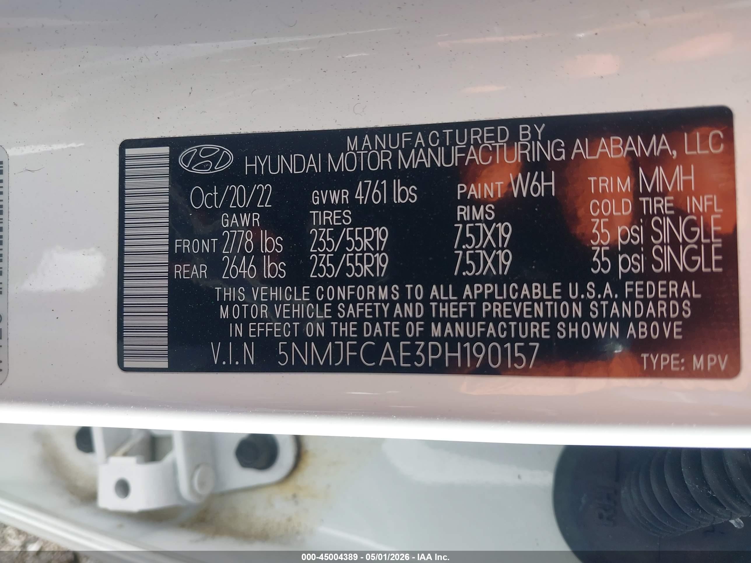 2023 Hyundai Tucson Sel White vin: 5NMJFCAE3PH190157