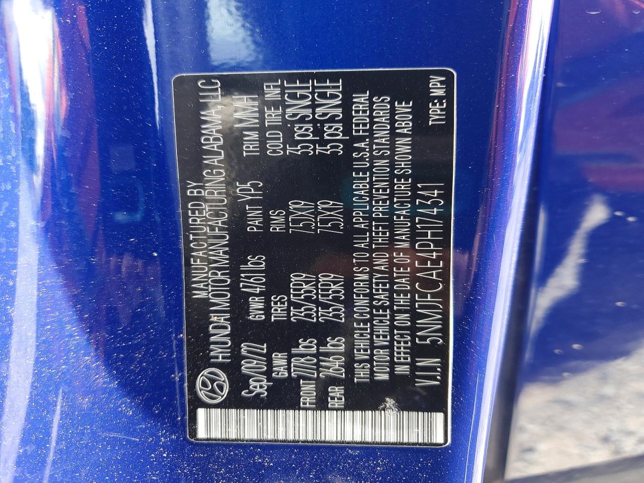 2023 Hyundai Tucson Sel Blue vin: 5NMJFCAE4PH174341