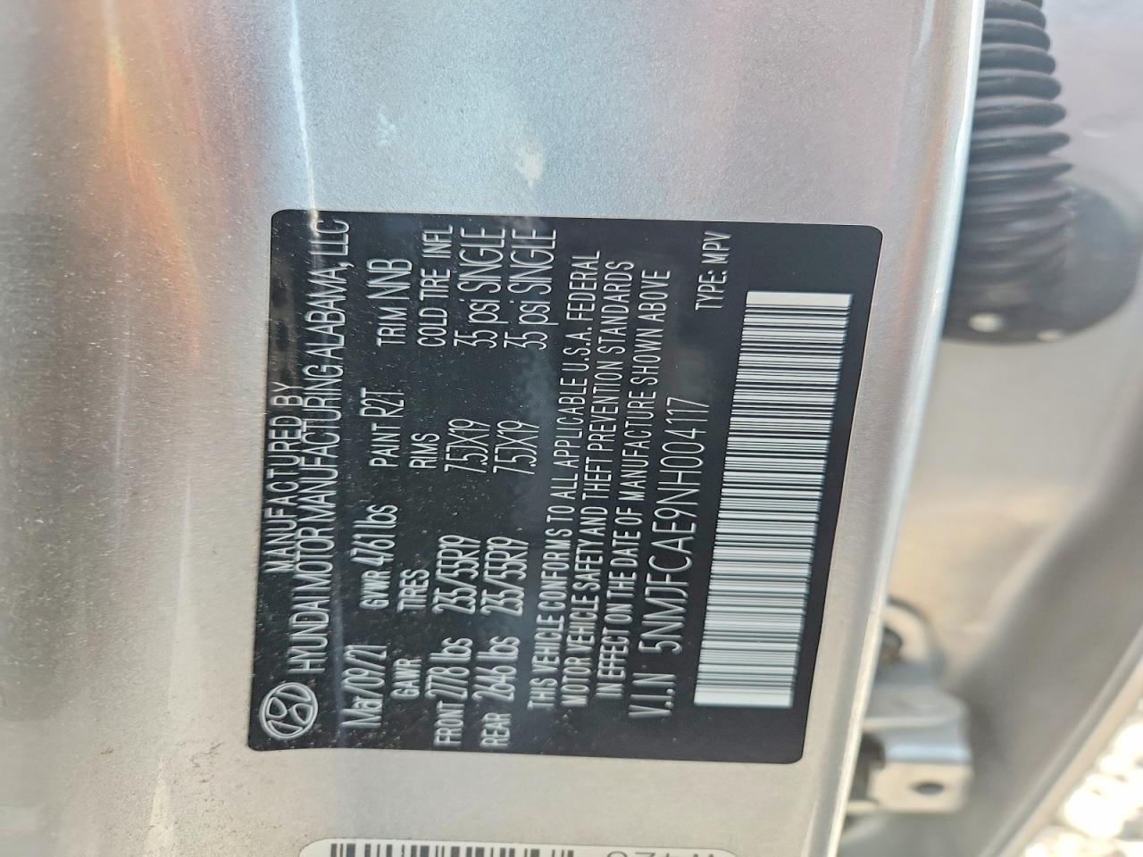 2022 Hyundai Tucson Sel Silver vin: 5NMJFCAE9NH004117